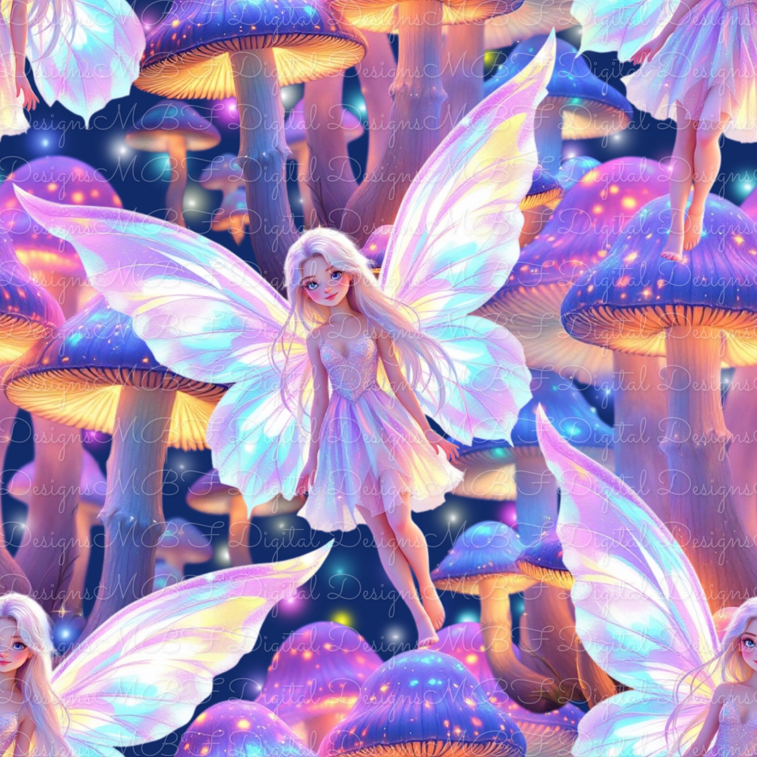Toadstool Fairy Glow (pale navy color way)