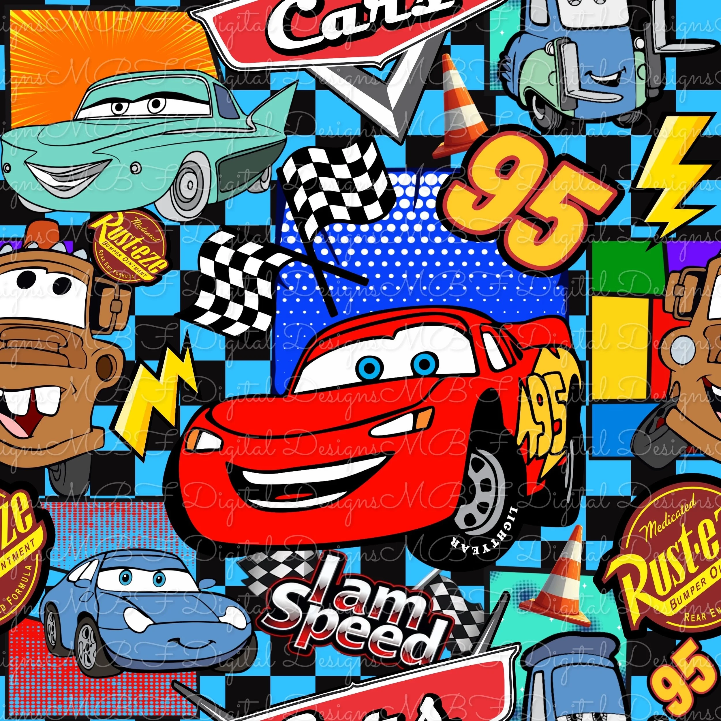 Cars Comic (blue/black checked color way)