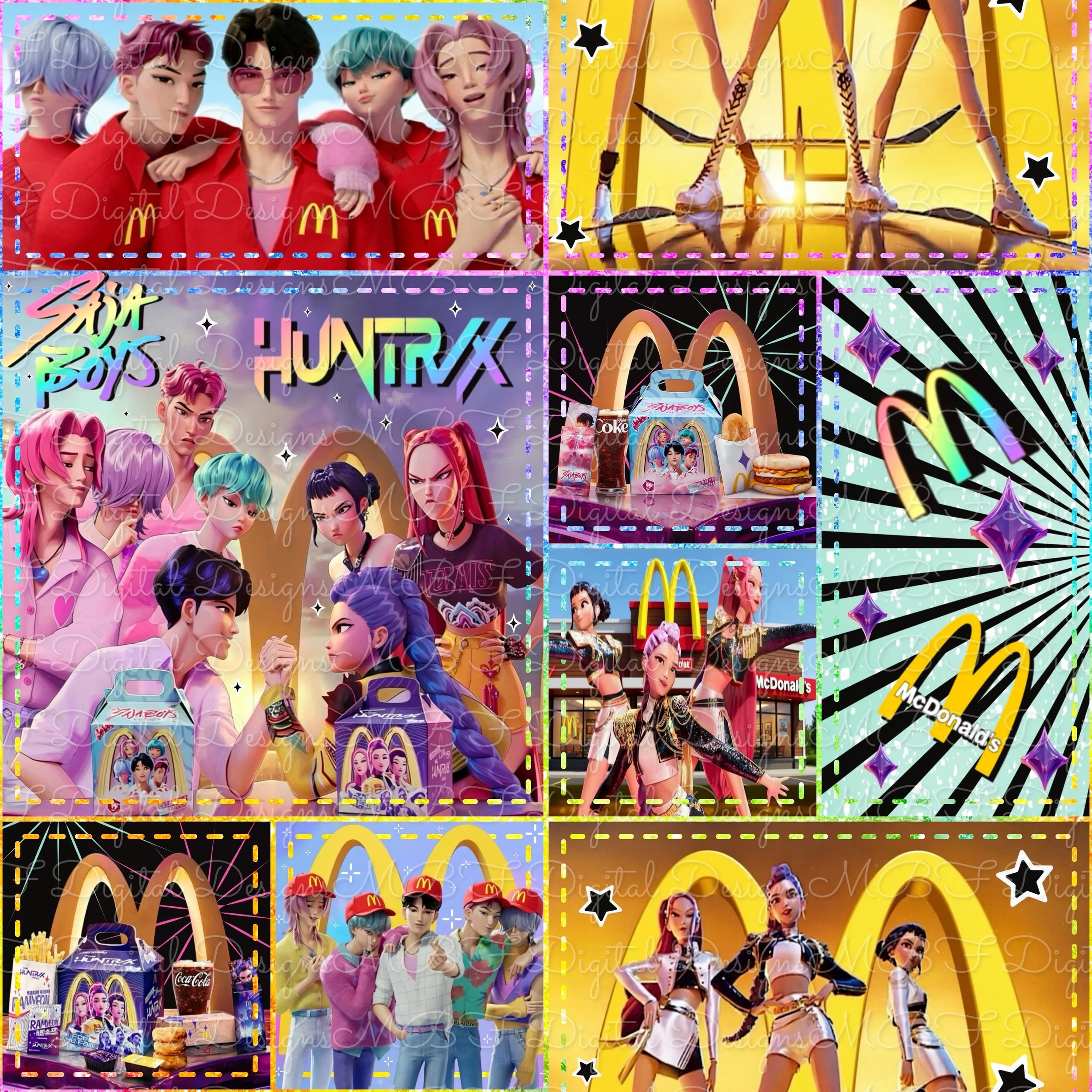 McKpop Patchwork (rainbow glitter stitches color way)