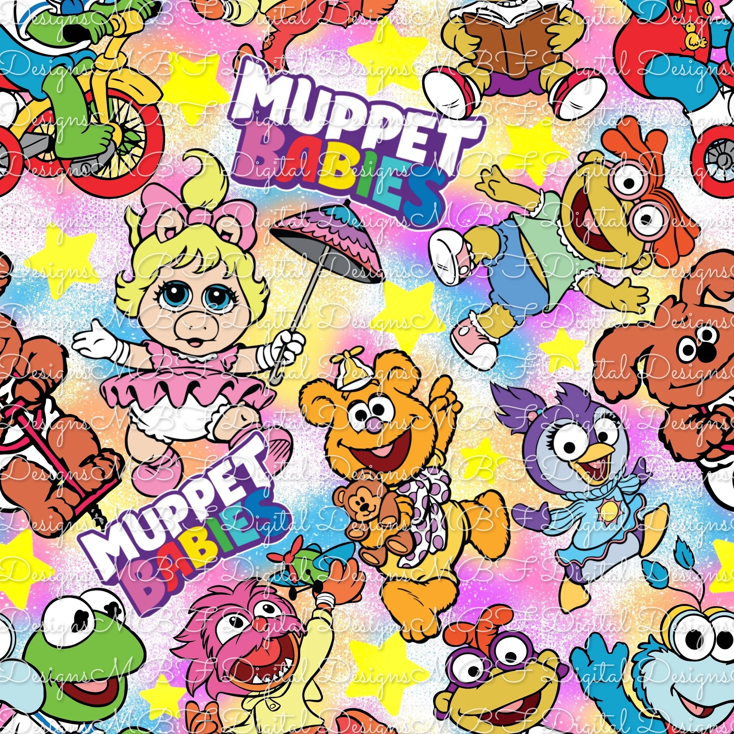 Mup Babies (pastel rainbow ombré glitter color way)
