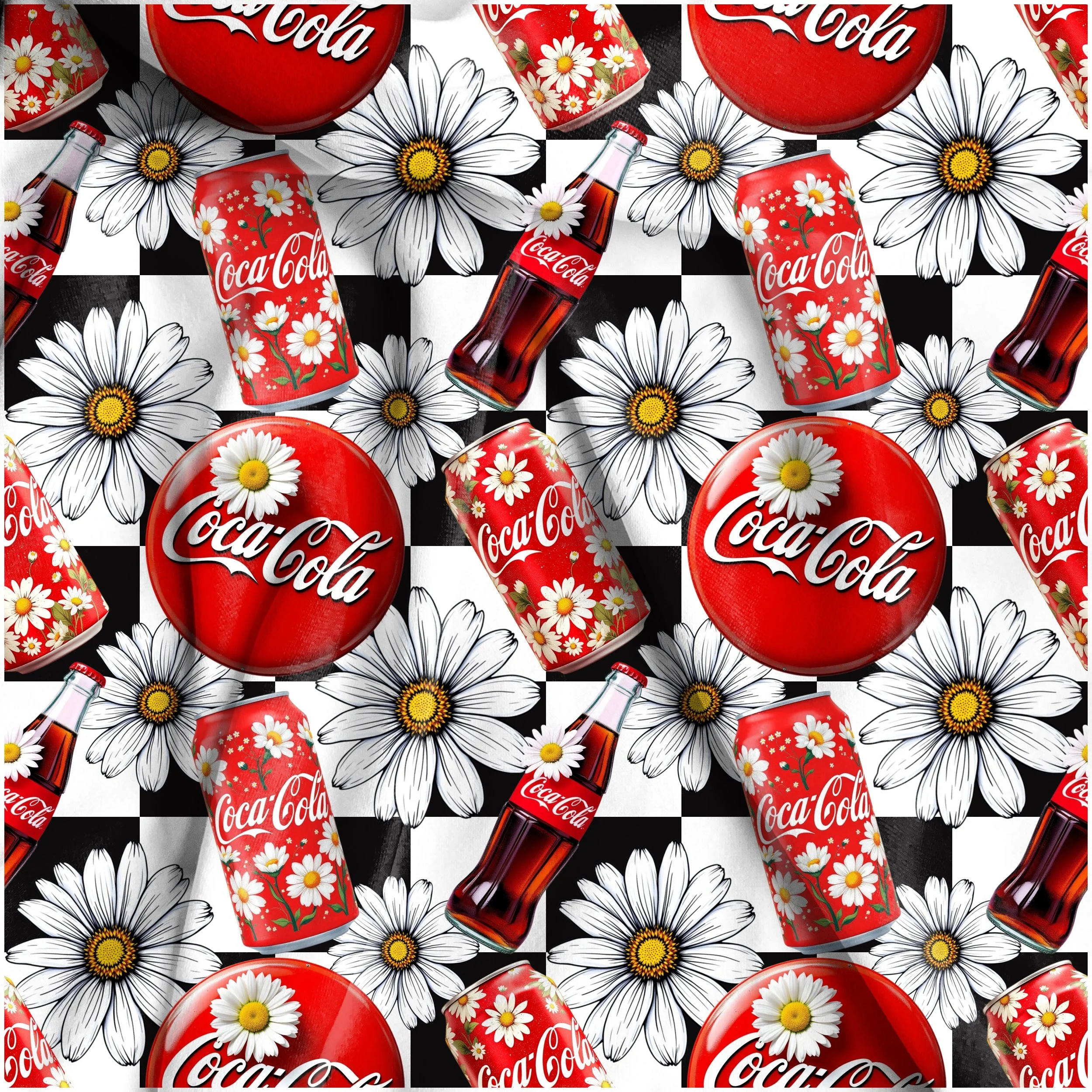 Cola n Daisies (black and white checked color way)