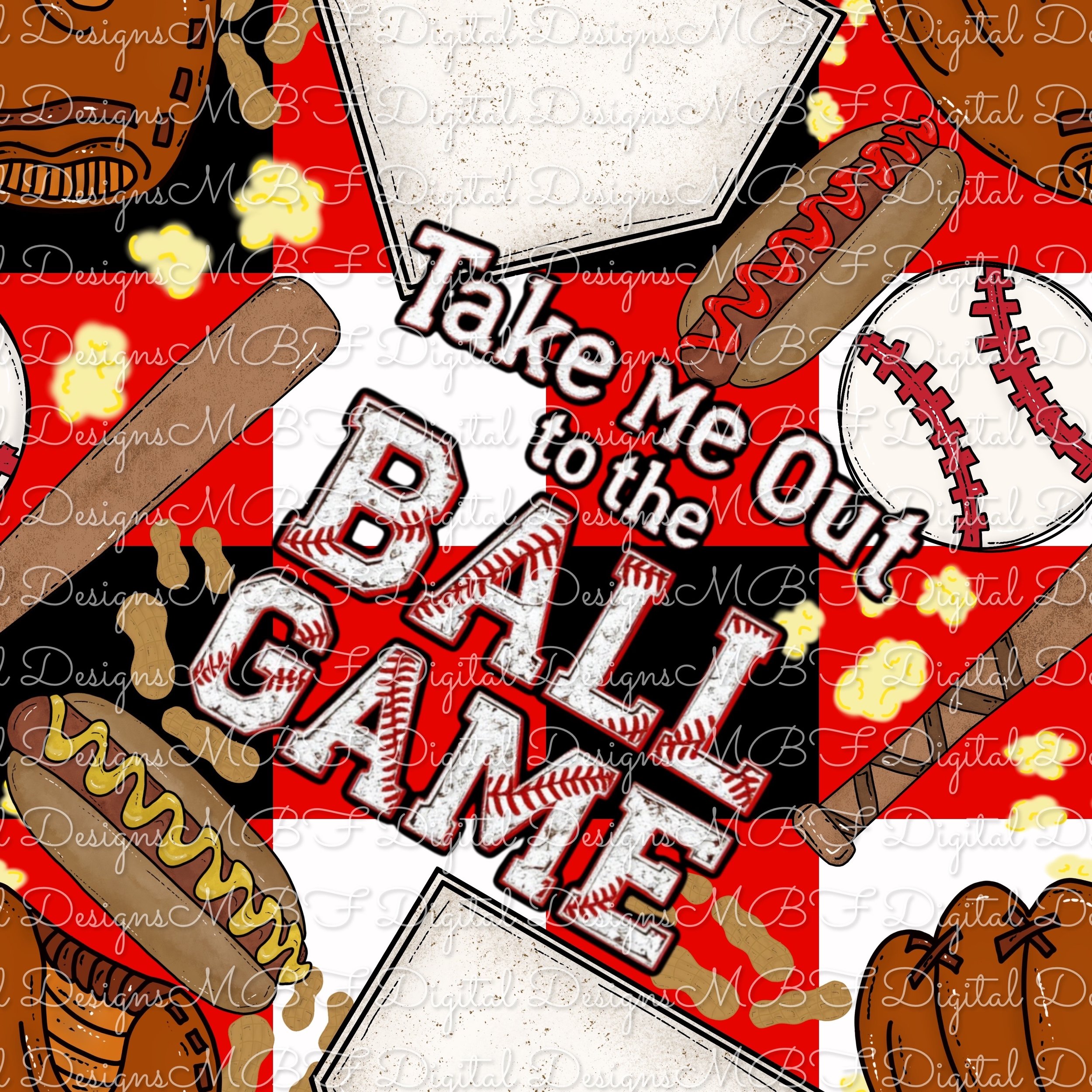 Take Me Out To The Ball Game (red black and white checked color way)