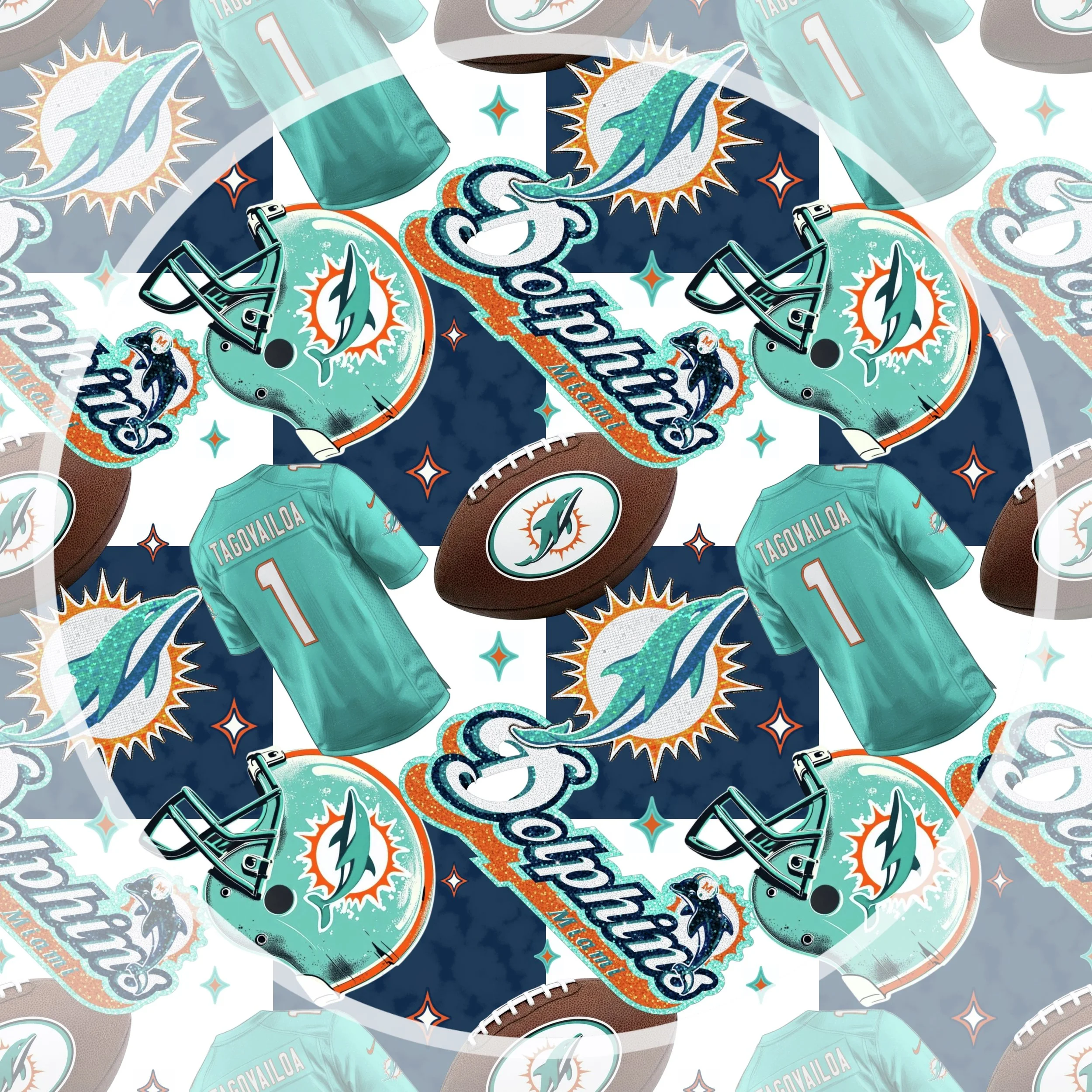 Miami Dolphins (blue and white checked color way)