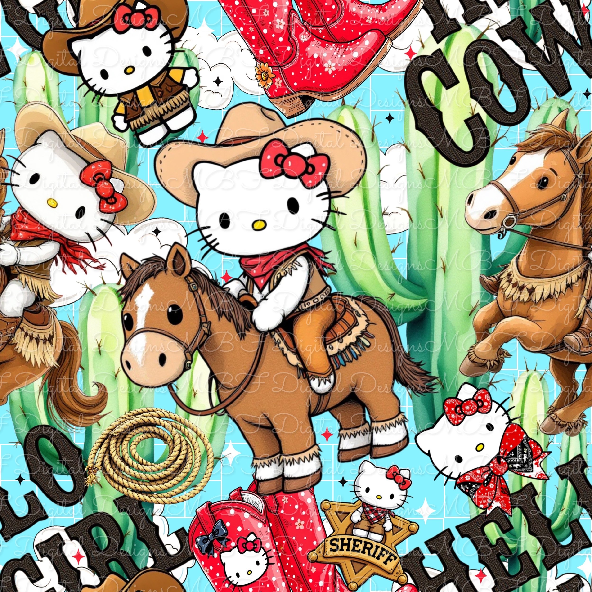 Hello Cowgirl (blue cloud color way)