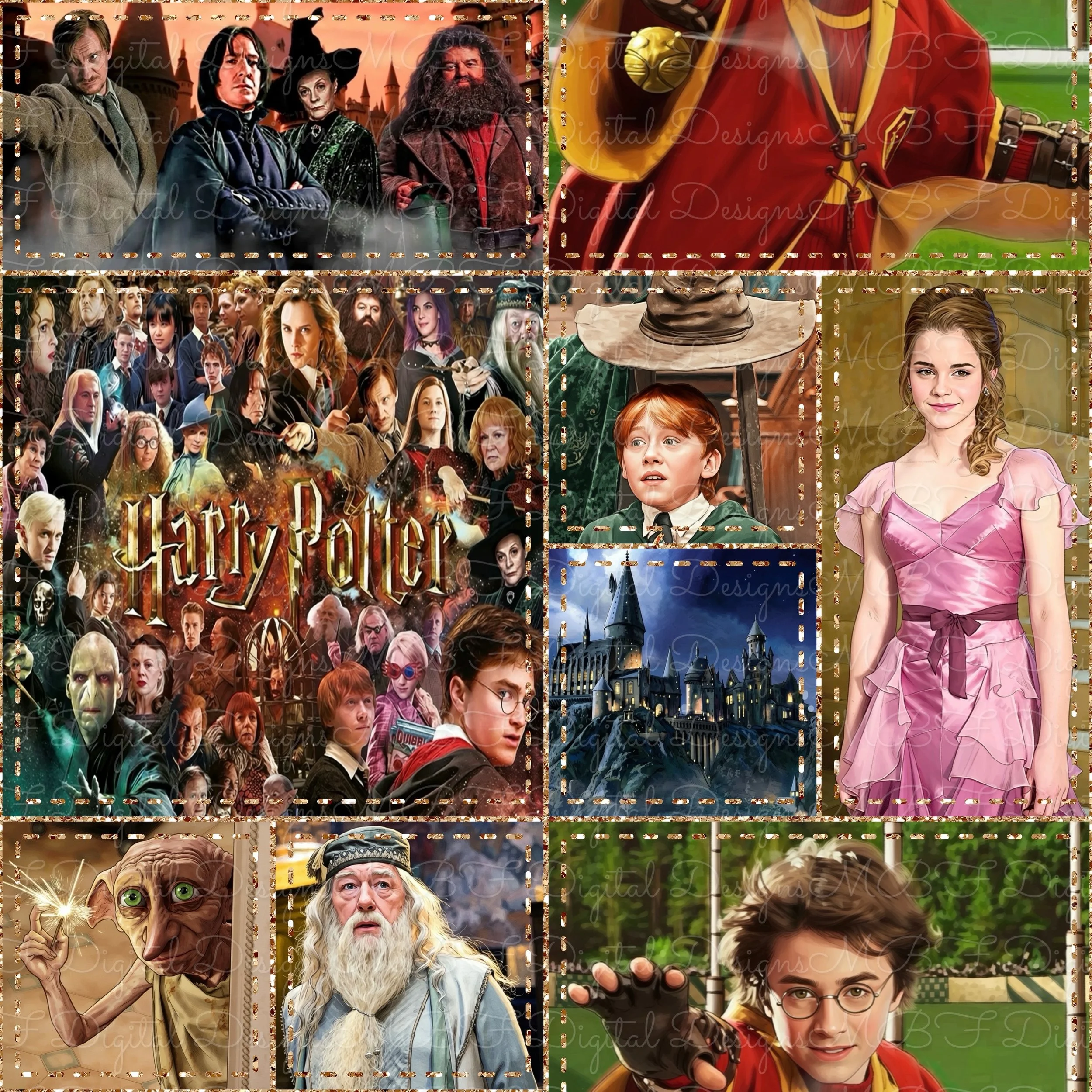 Harry Potter Patchwork (gold glitter stitches color way)