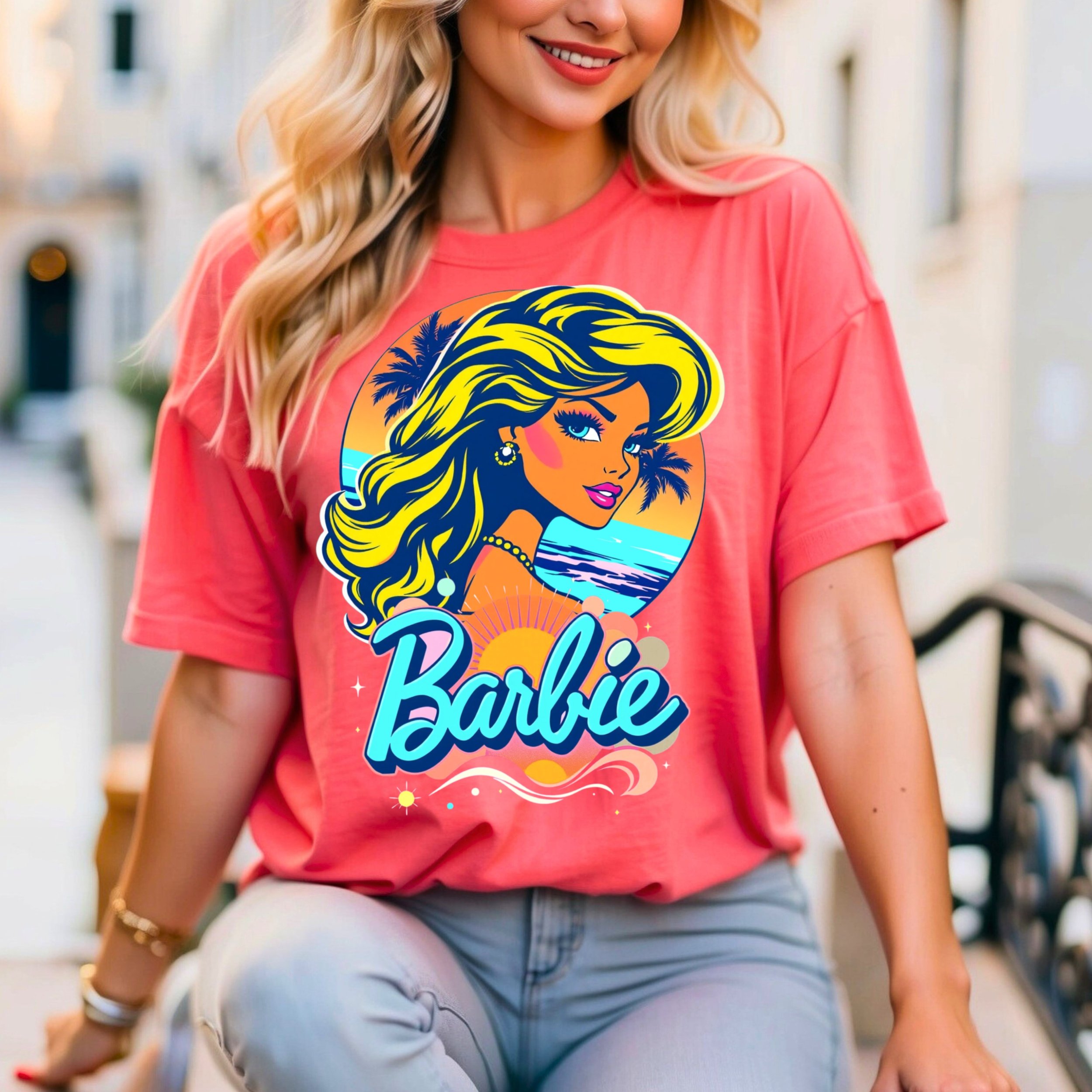 70’s Beach Babe Barbie PNG