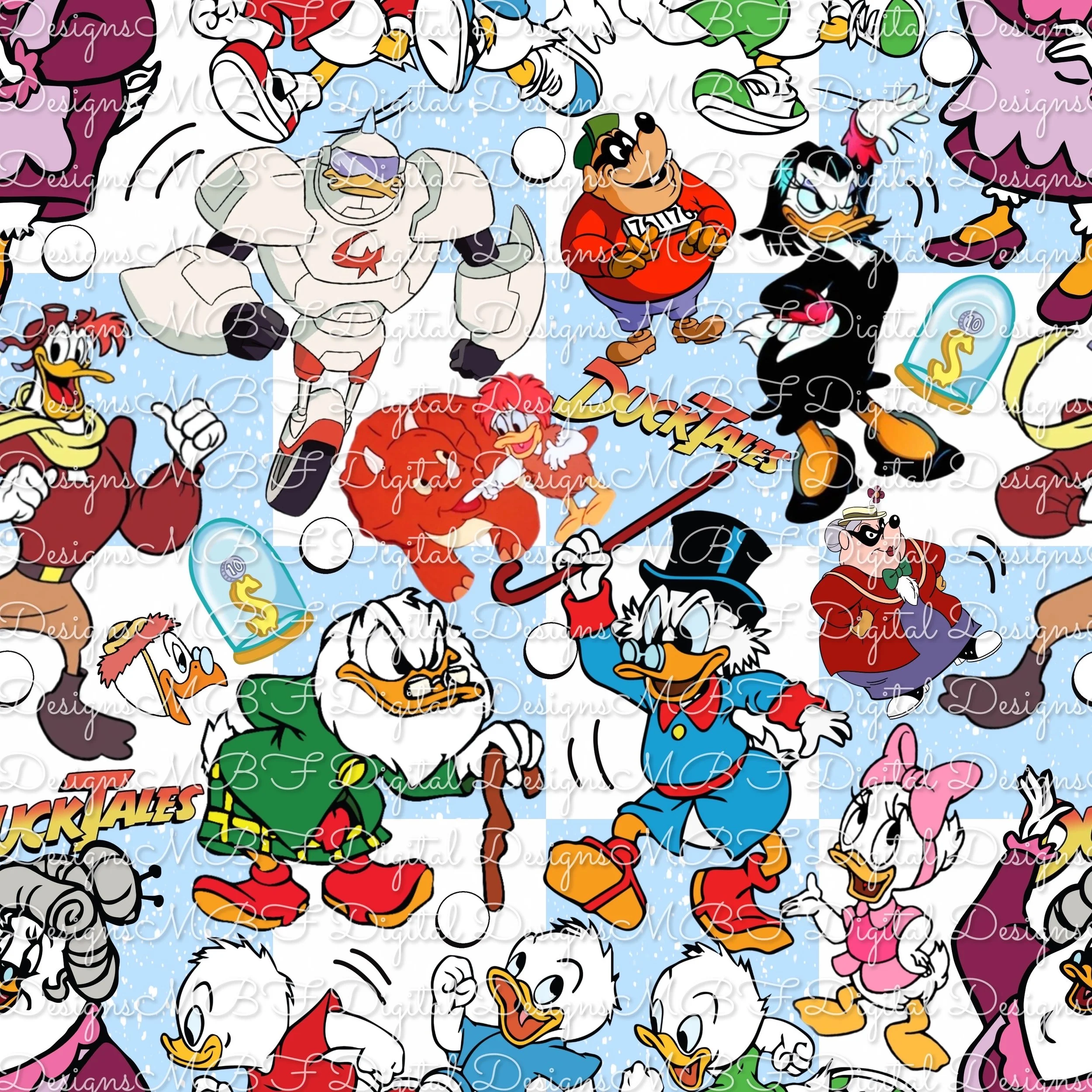 Duck-tales (pale blue and white checked color way)