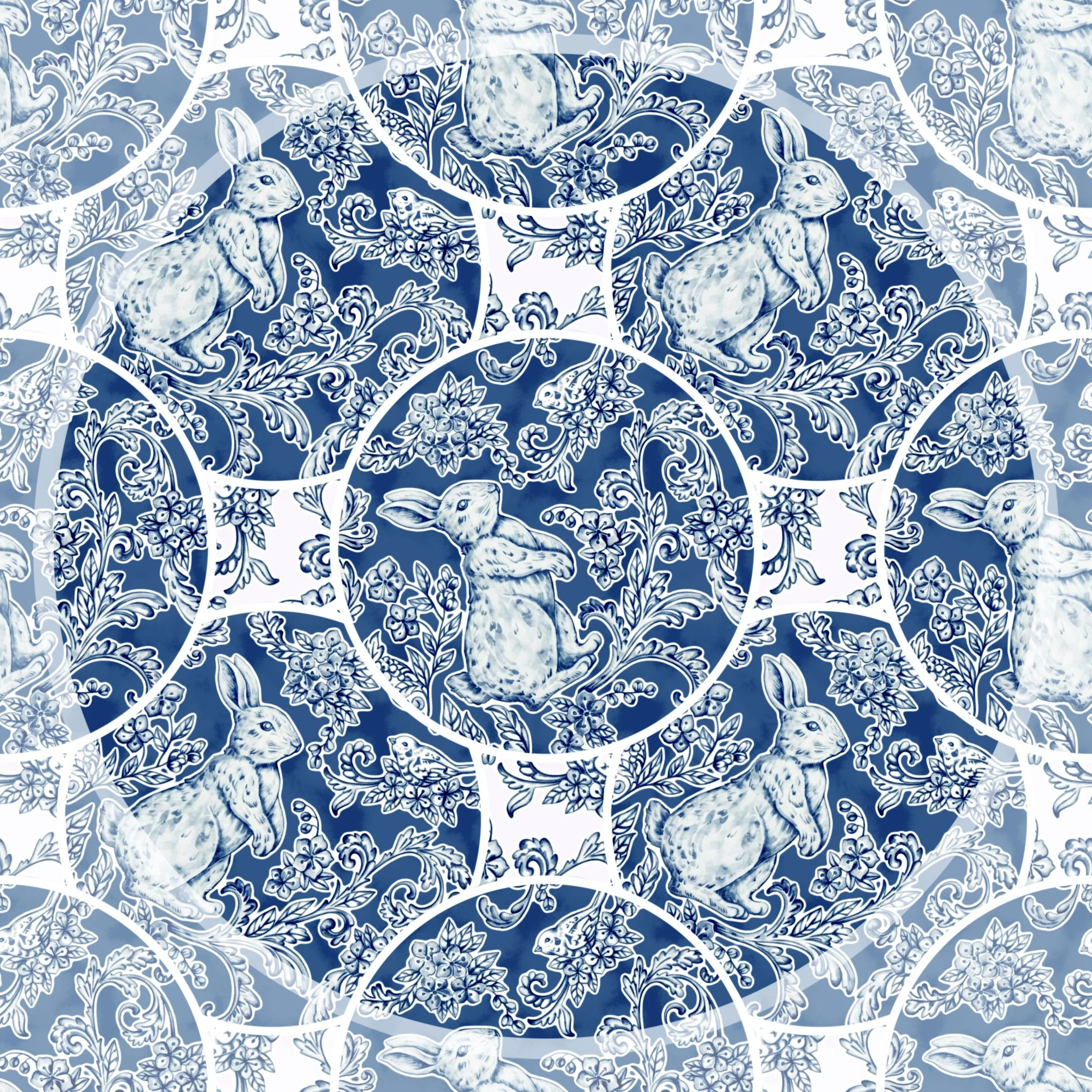 Toile Easter (royal doulton blue color way)
