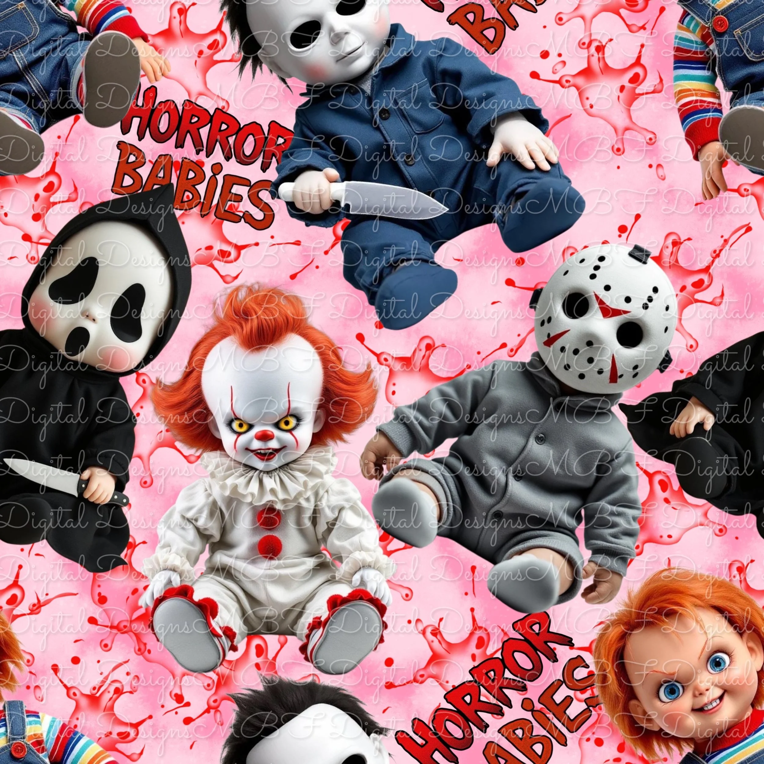Horror Babies (pink and white varied color way)