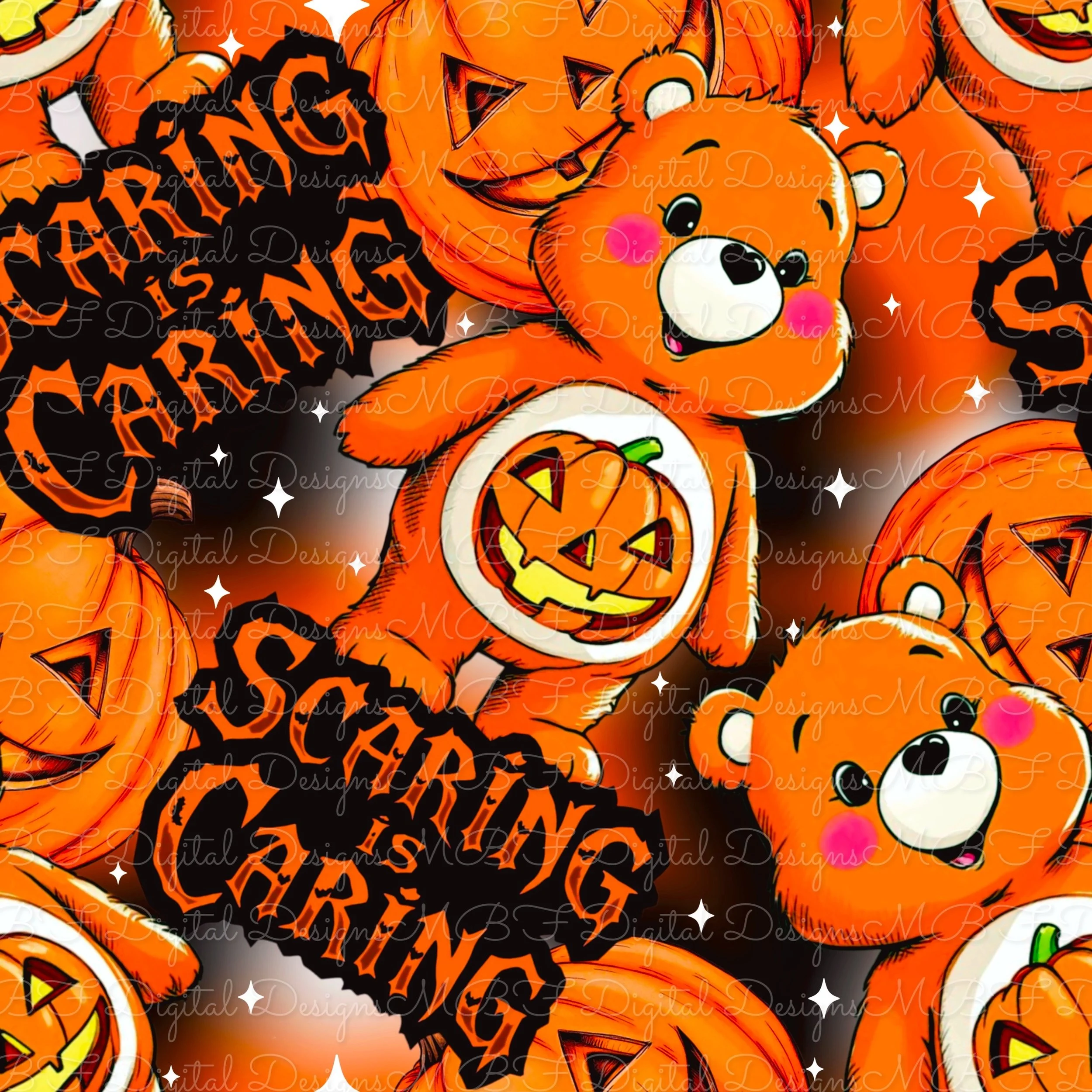 Scaring is Caring Bear (patchy Halloween ombré color way)