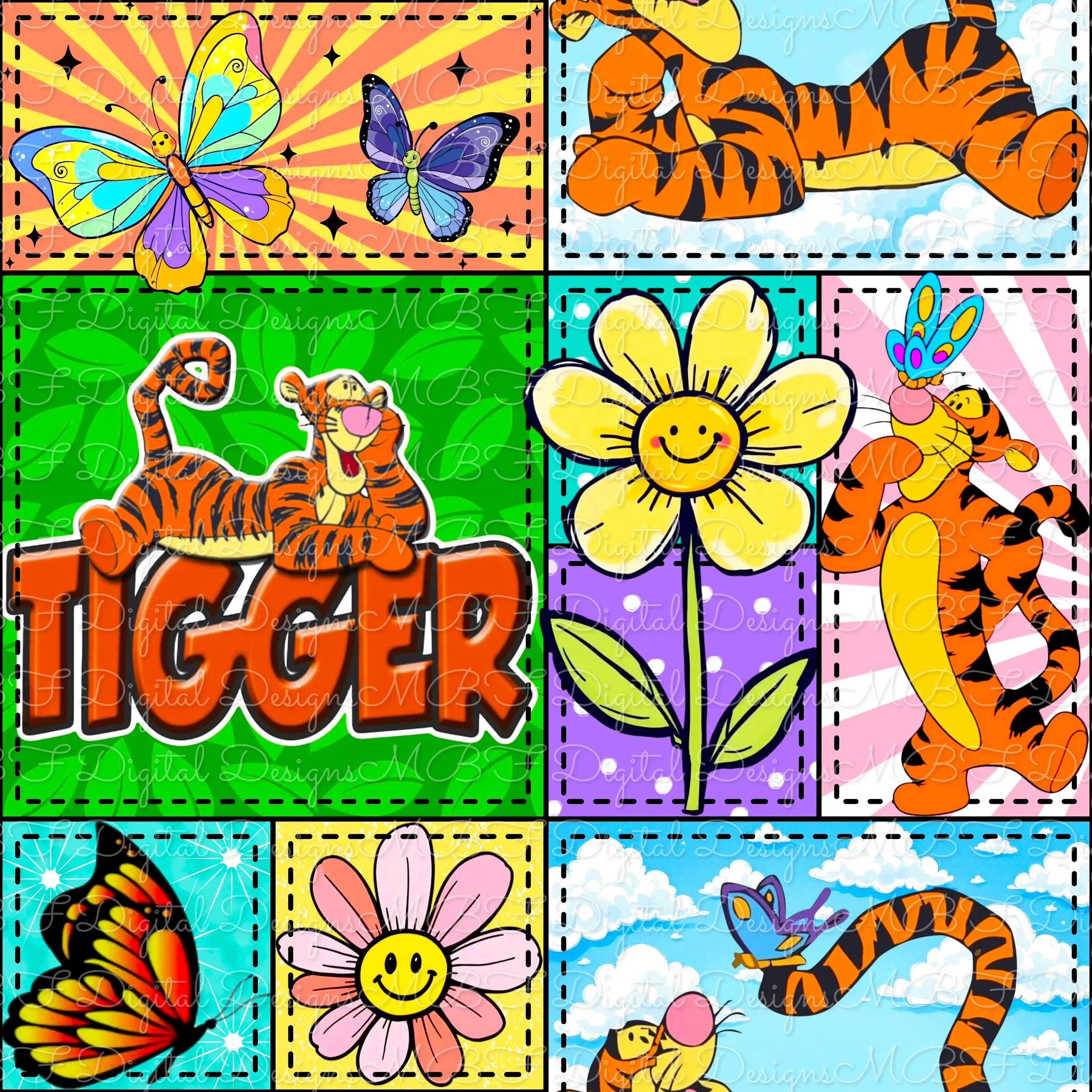Butterfly Tigger Patchwork (black stitches color way)