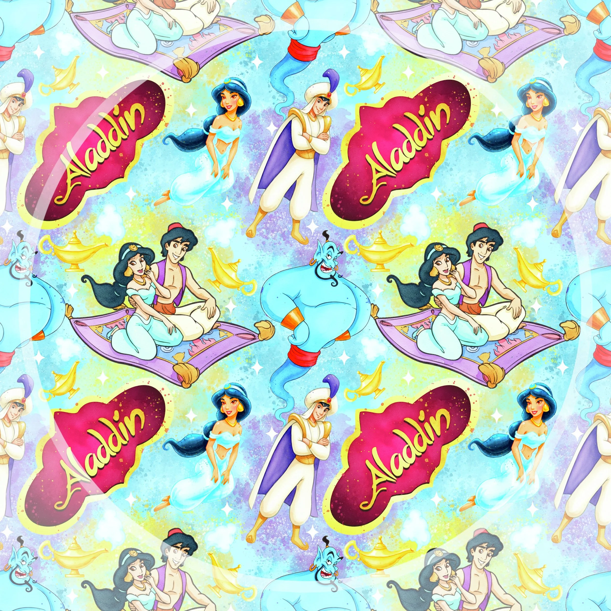 Watercolor Aladdin (dark watercolor splashes white diamond color way)