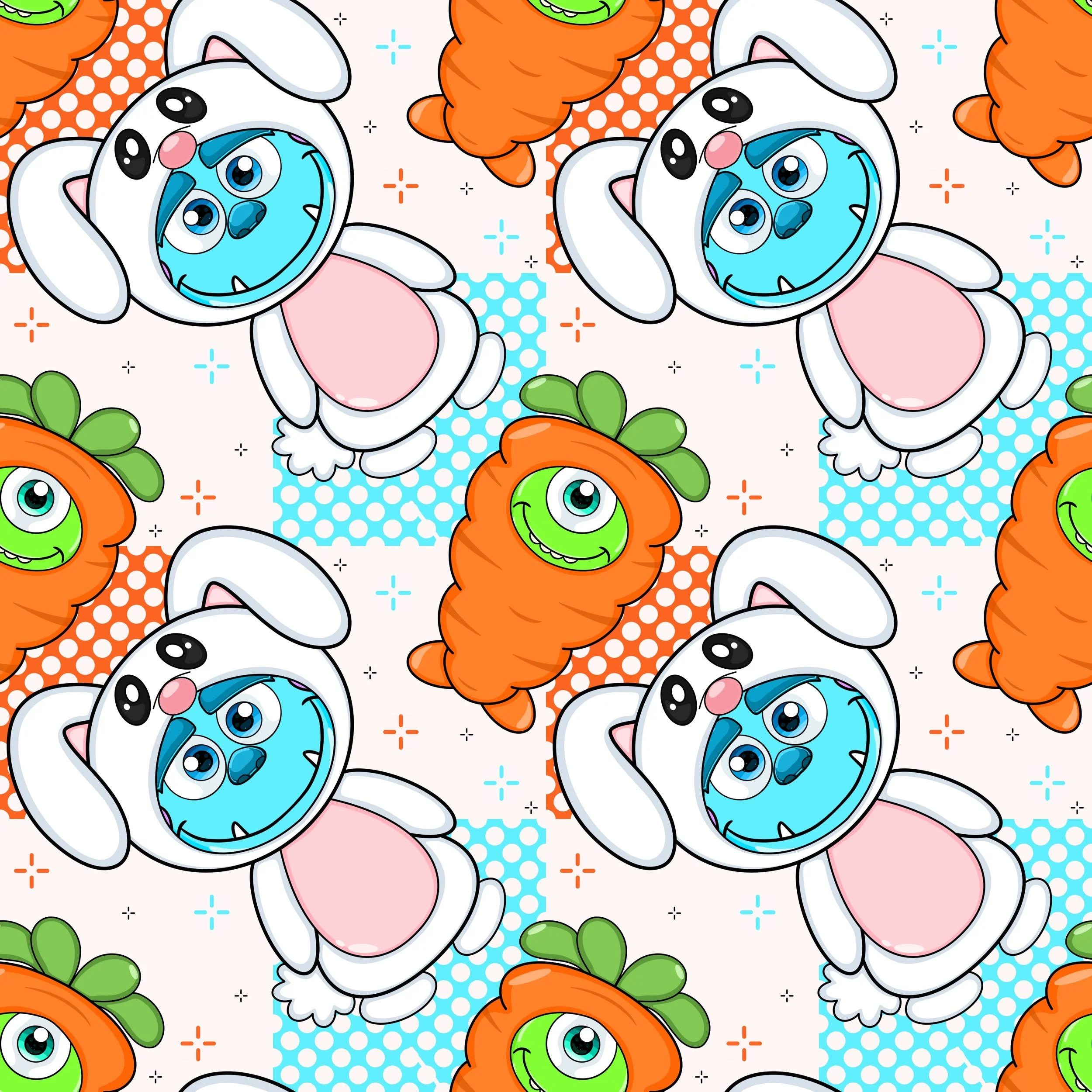 Easter Monsters Inc (white multi dot color way)