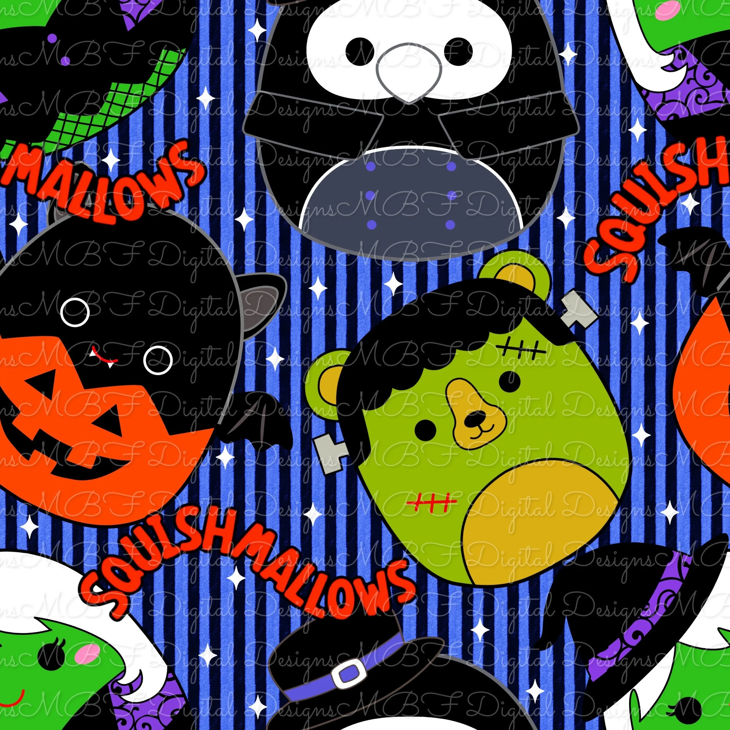 Halloween Squish-mallows (blue striped color way)