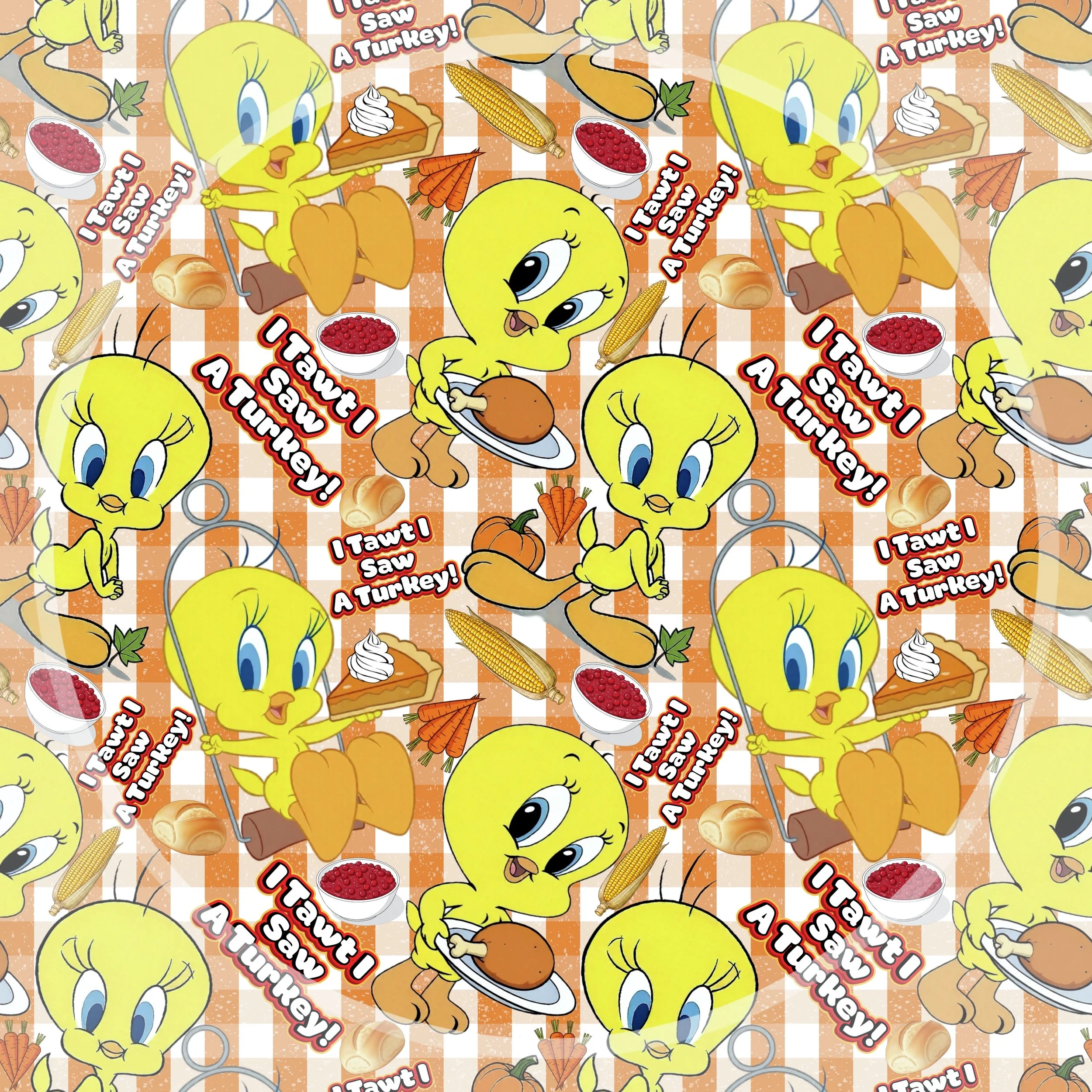 I Tawt I Saw A Turkey (pumpkin orange plaid color way)