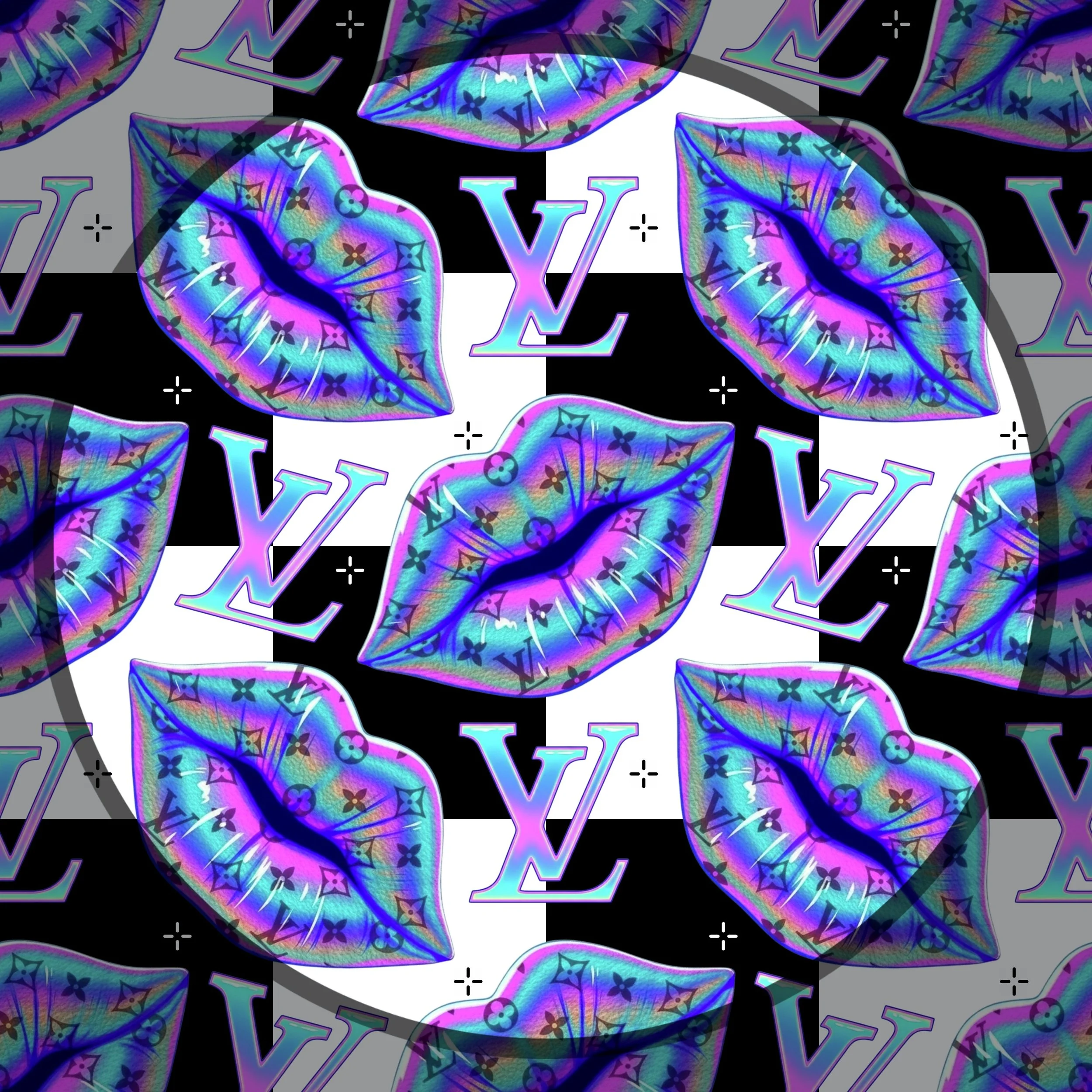 LV Holo Smooches (black and white checked color way)