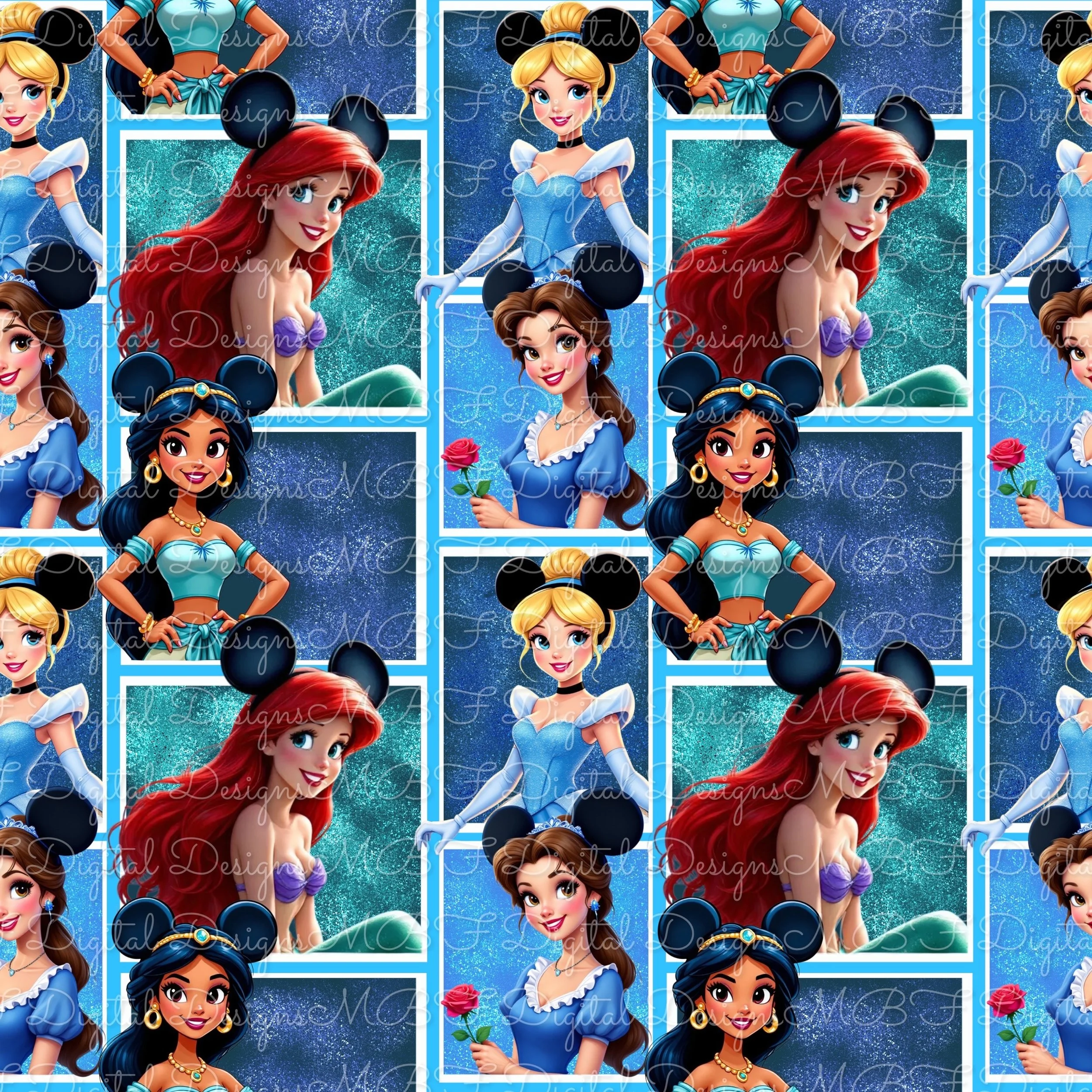 Mouse Eared Princesses Comic (blue sparkle color way)