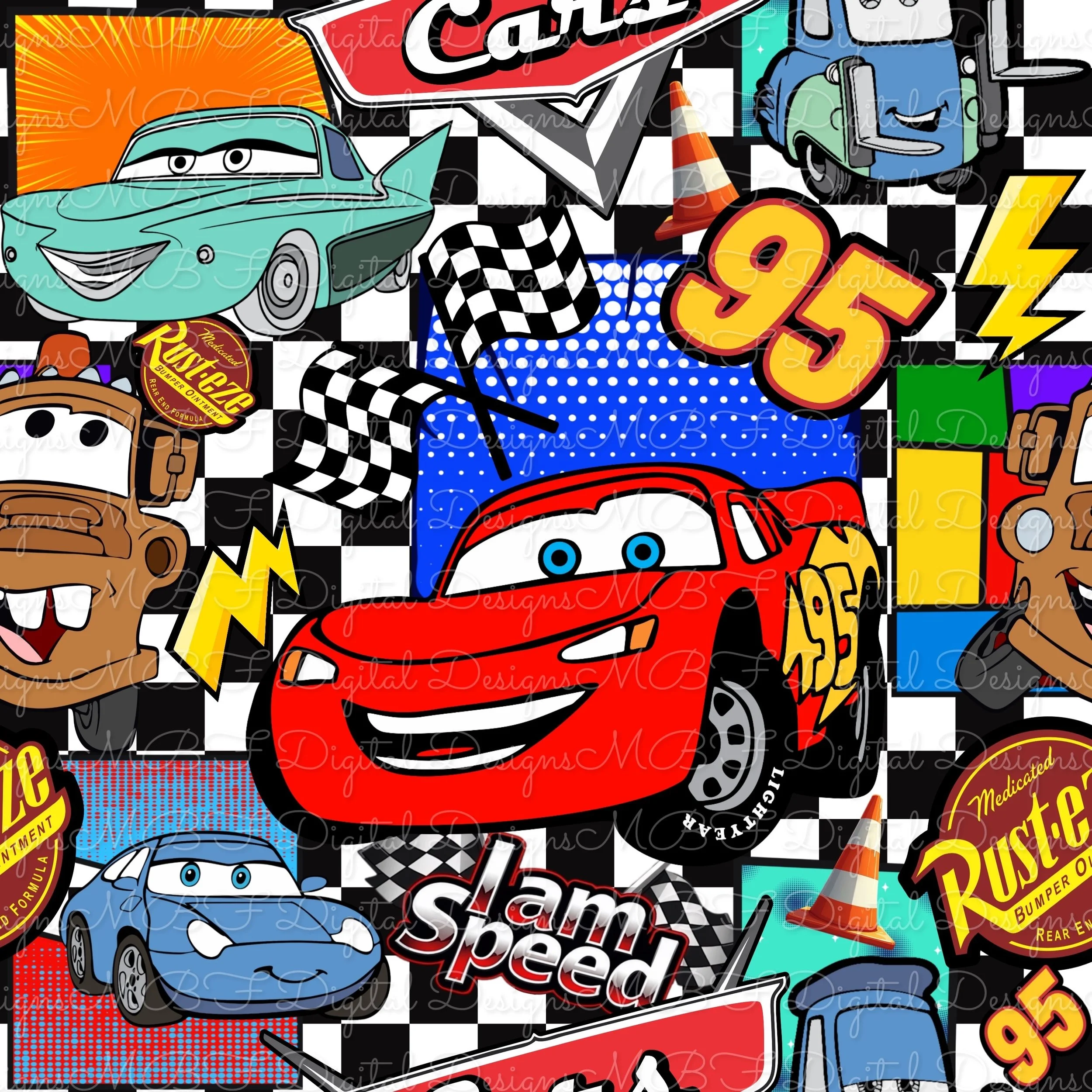 Cars Comic (black/white checked color way)