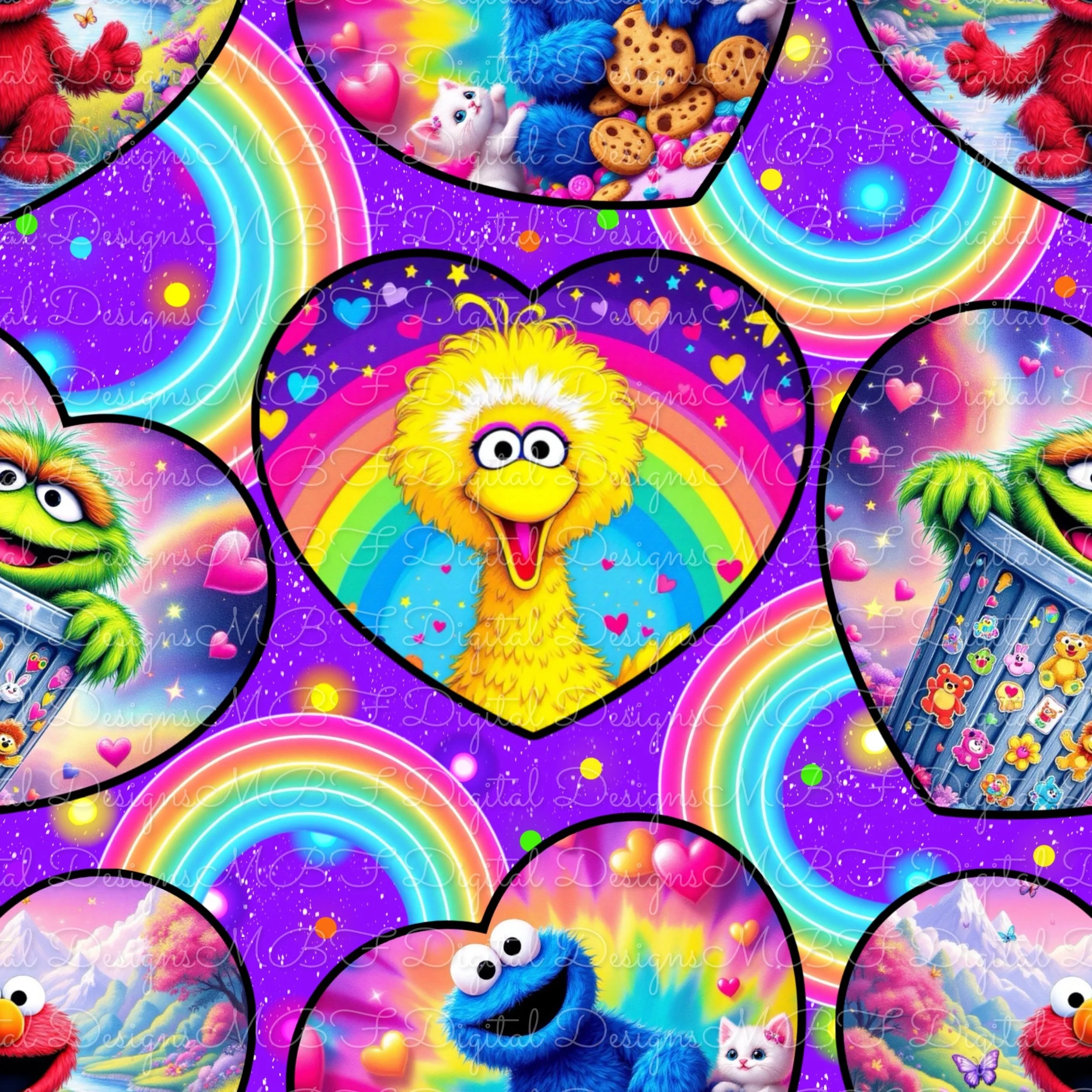 LF Sesame (no words/rainbow neon purple color way)