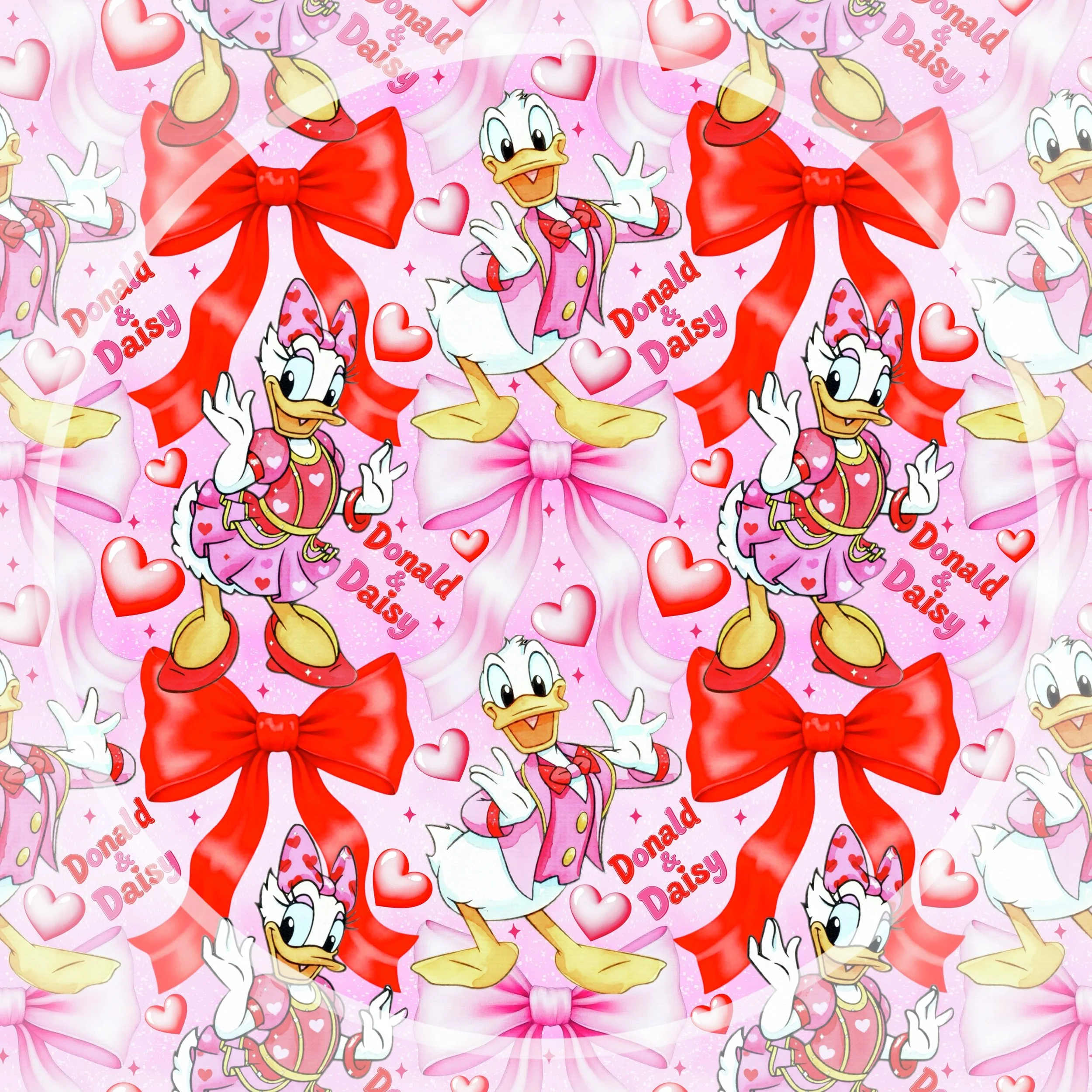 Donald and Daisy Valentines Bows (pink and white ombré flecked color way)