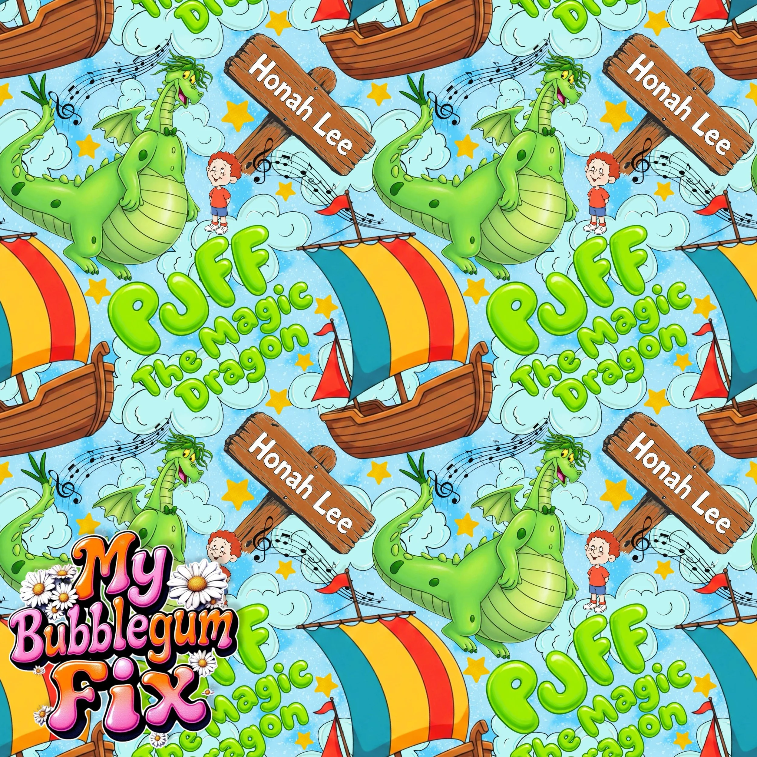 Puff The Magic Dragon (sky blue autumn mist color way)