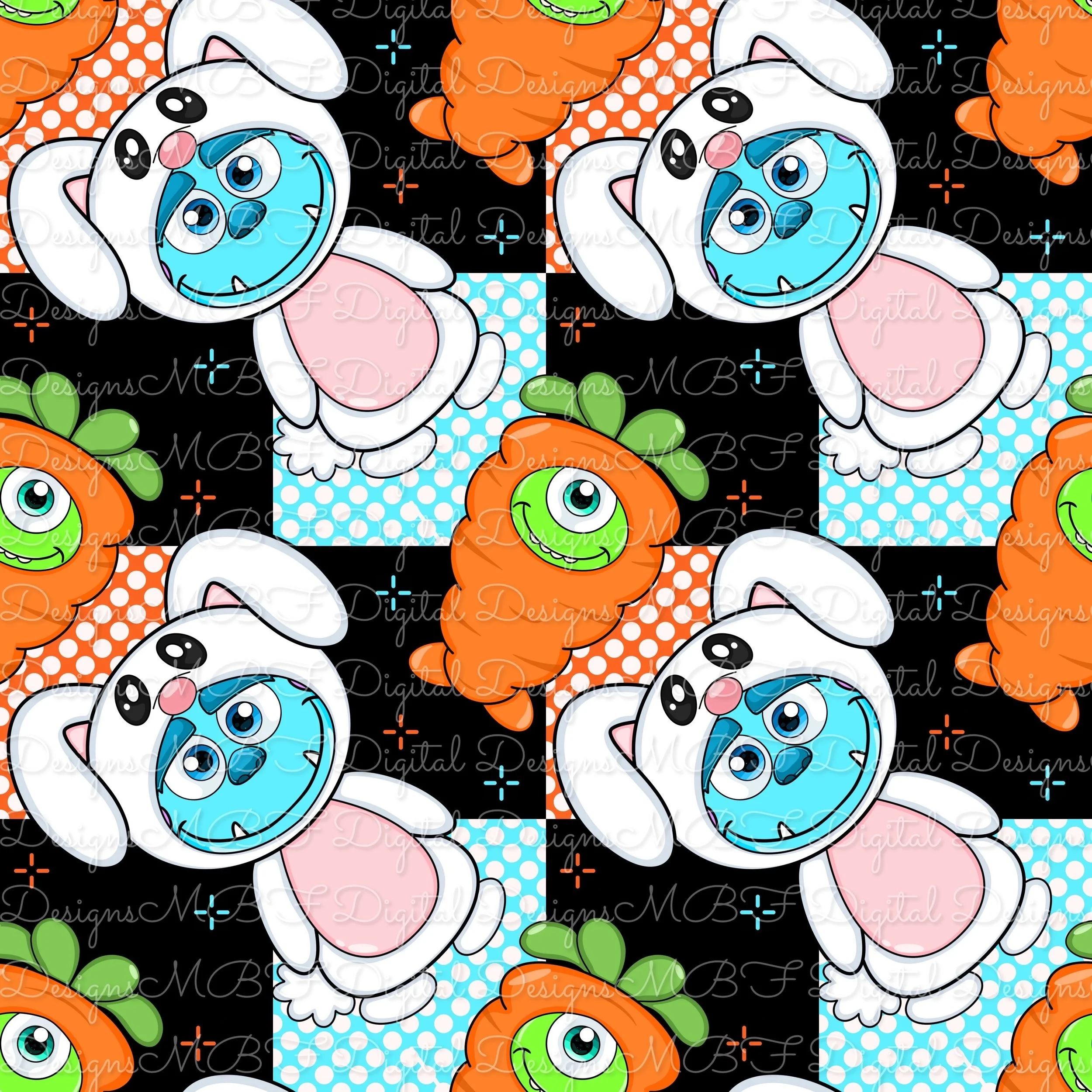Easter Monsters Inc (black multi checked color way)
