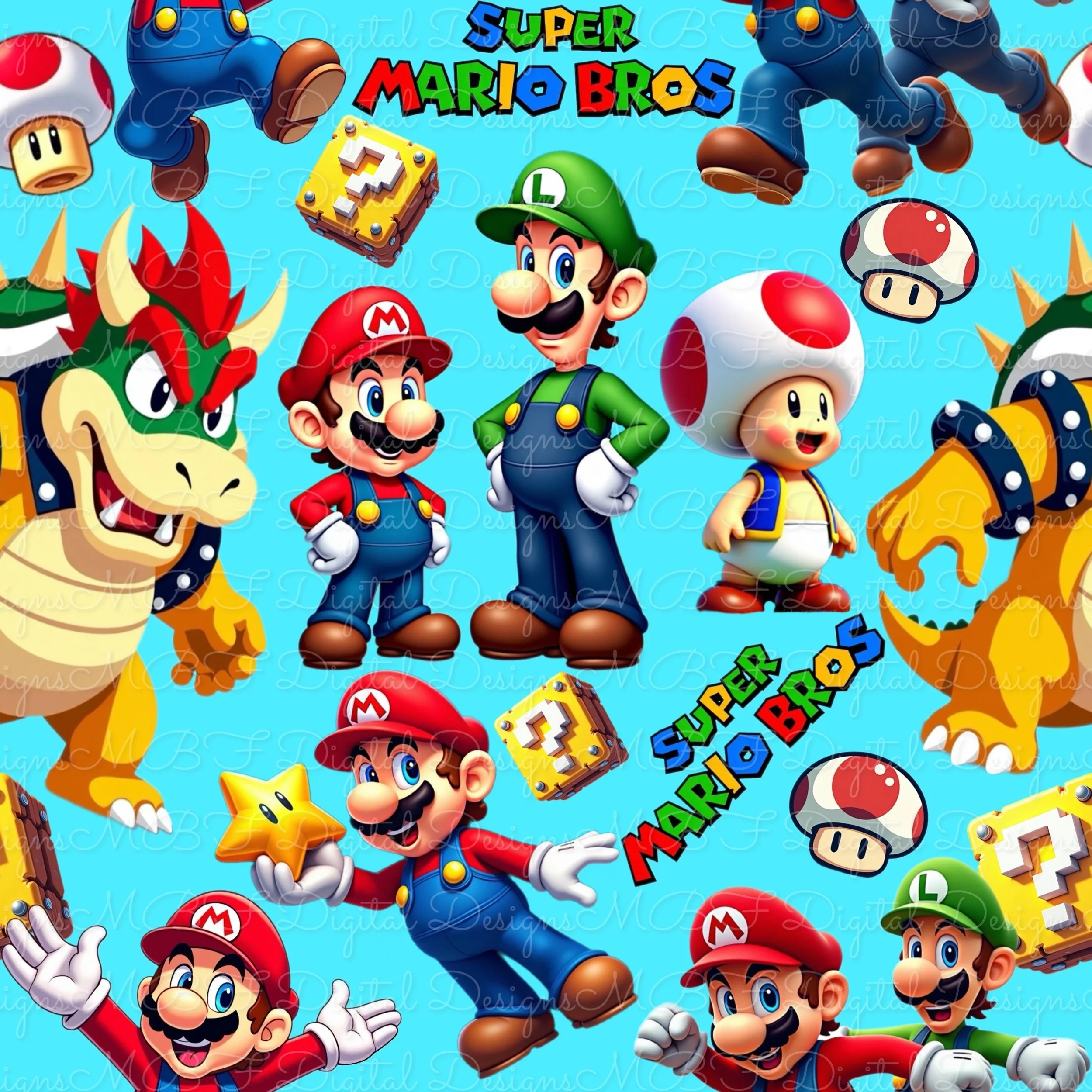 Super Bros (sky blue solid color way)