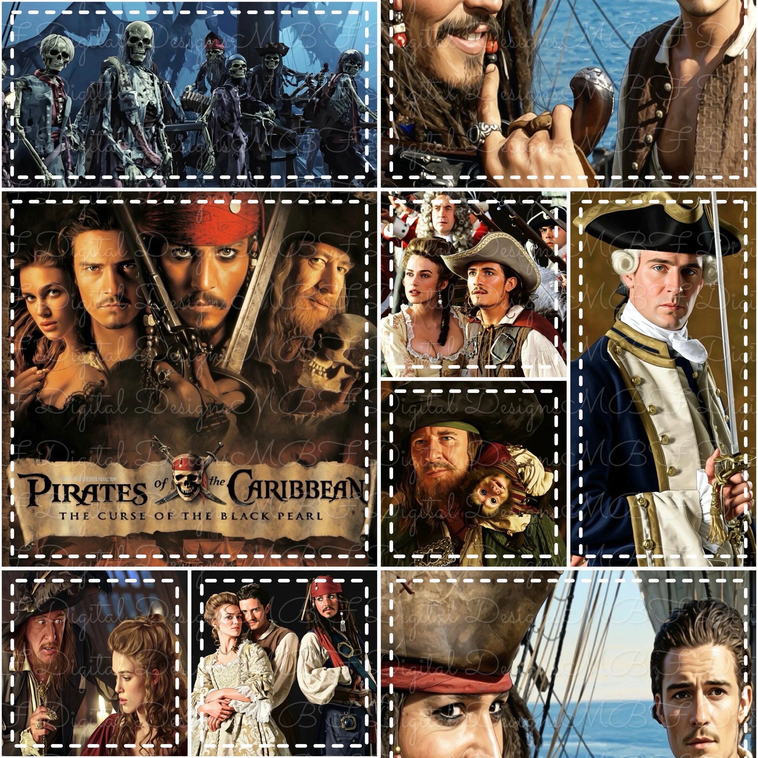 Pirates of the Caribbean Patchwork (white stitches color way)