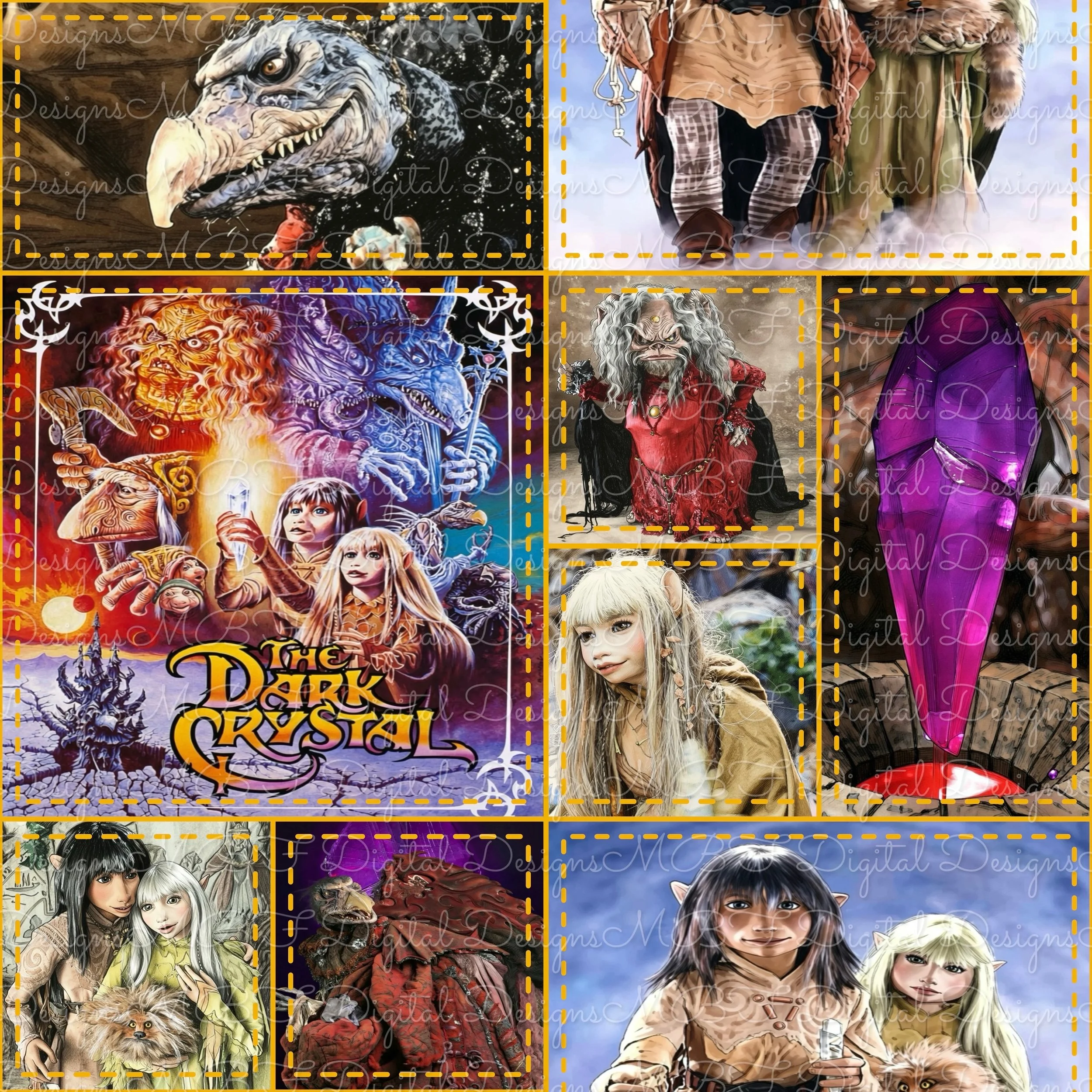The Dark Crystal Patchwork (gold stitches color way)