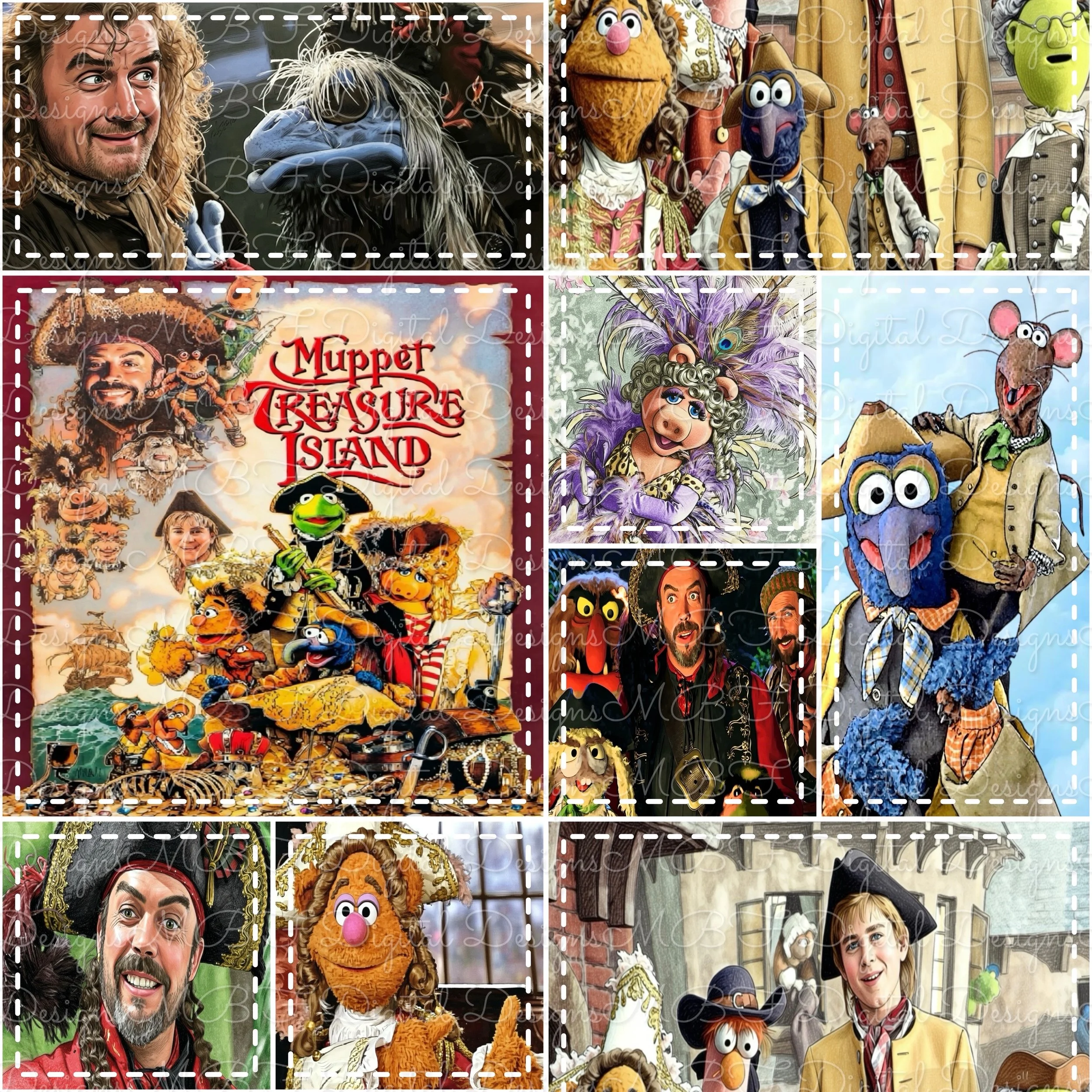 Muppets Treasure Island Patchwork (white stitches color way)