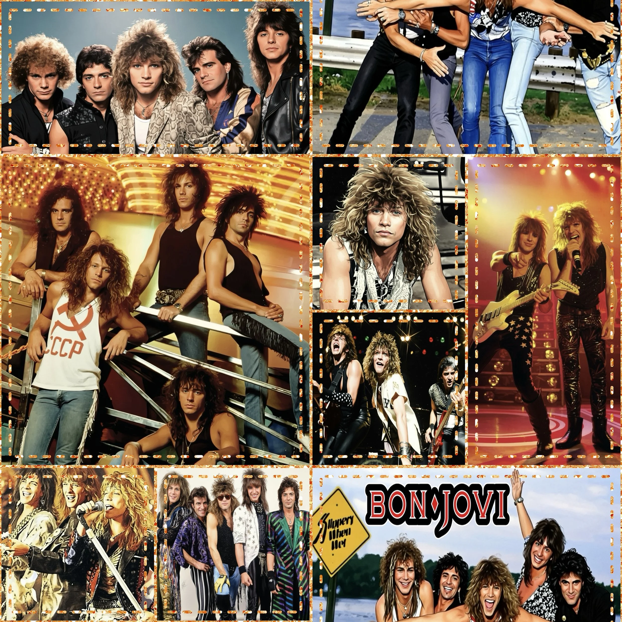 Bon Jovi Patchwork (gold glitter stitches color way)