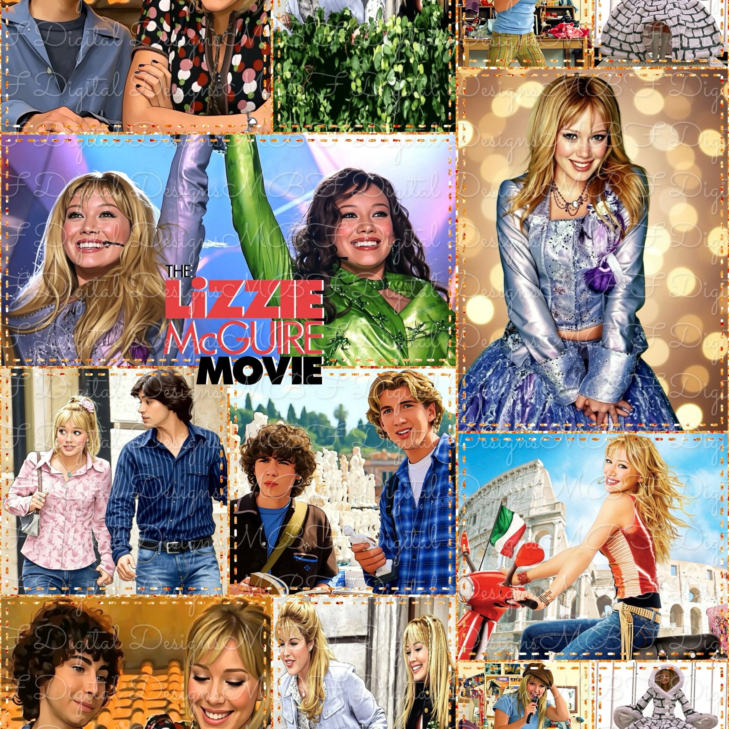 The Lizzie McGuire Movie Patchwork (gold glitter stitches color way)