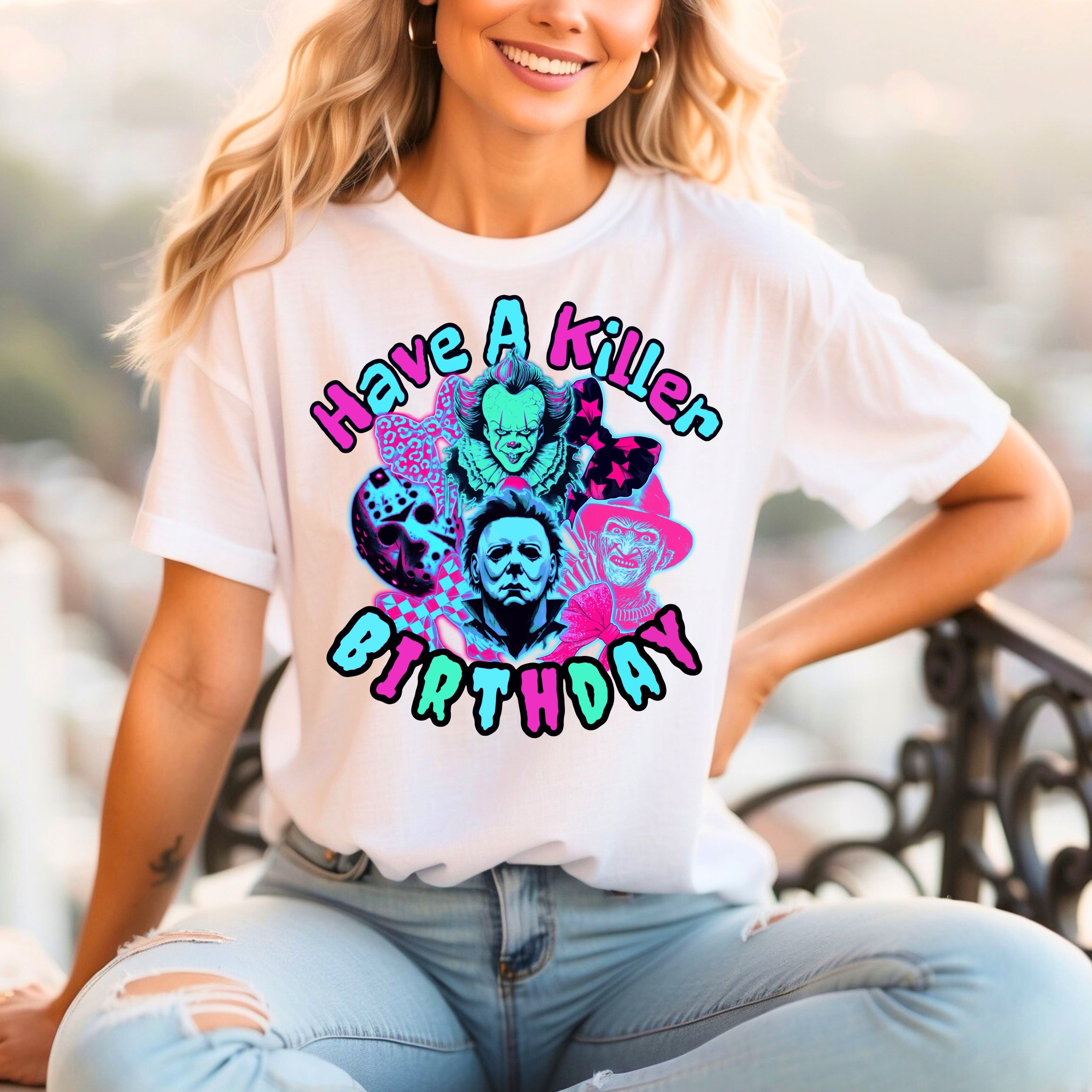 Have A Killer Birthday PNG (pink, blue, teal)