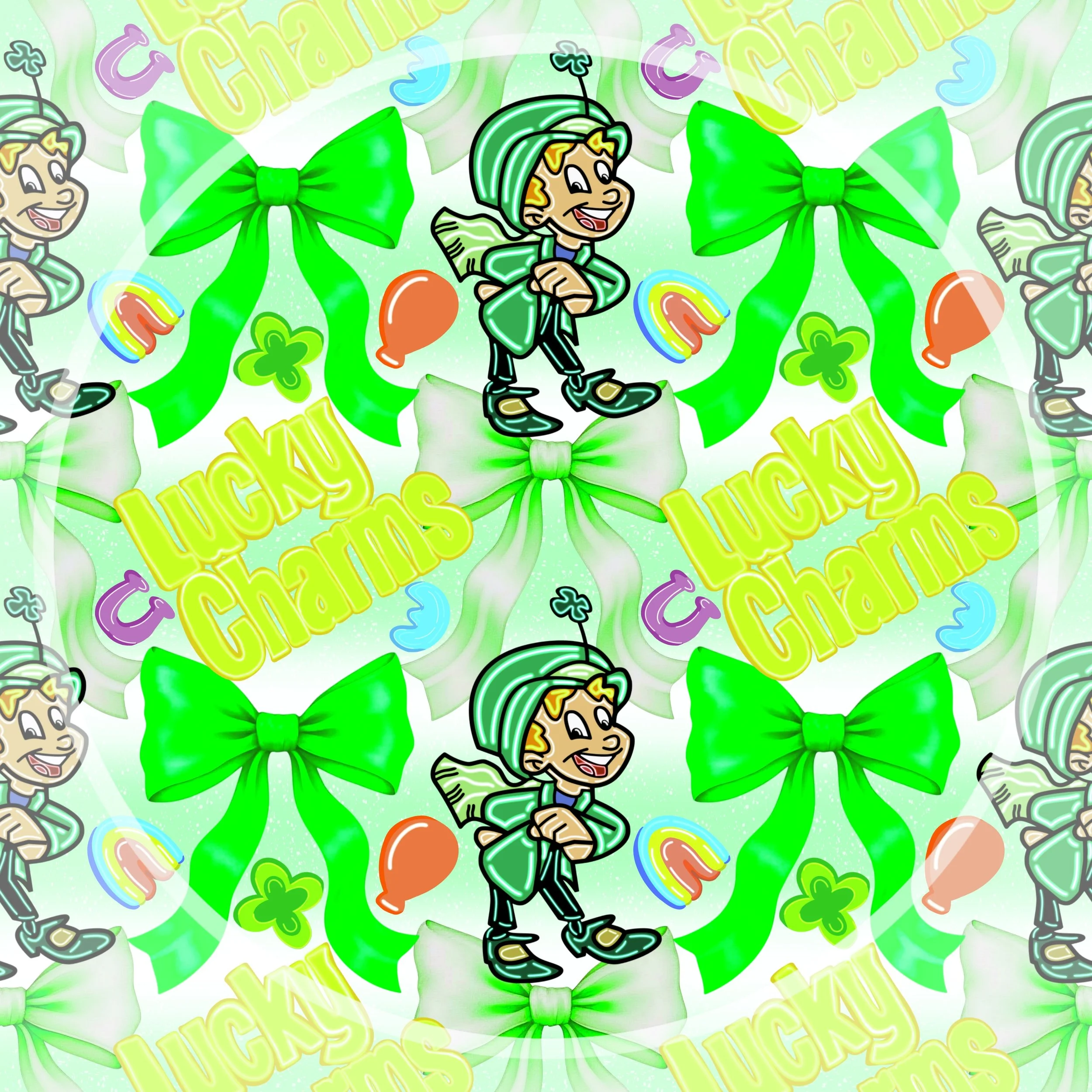 Lucky Charms ‘n Bows (ombré green and white color way)
