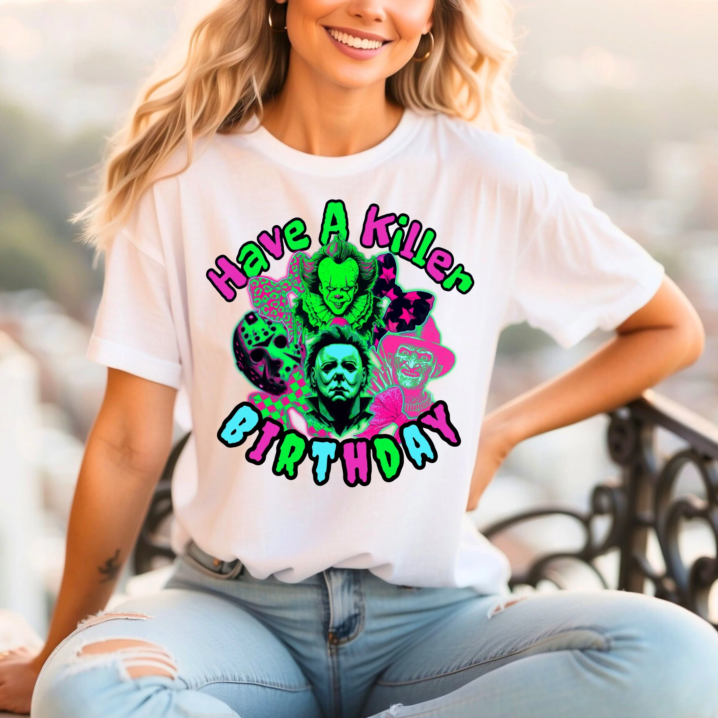 Have A Killer Birthday PNG (lime, aqua, pink)
