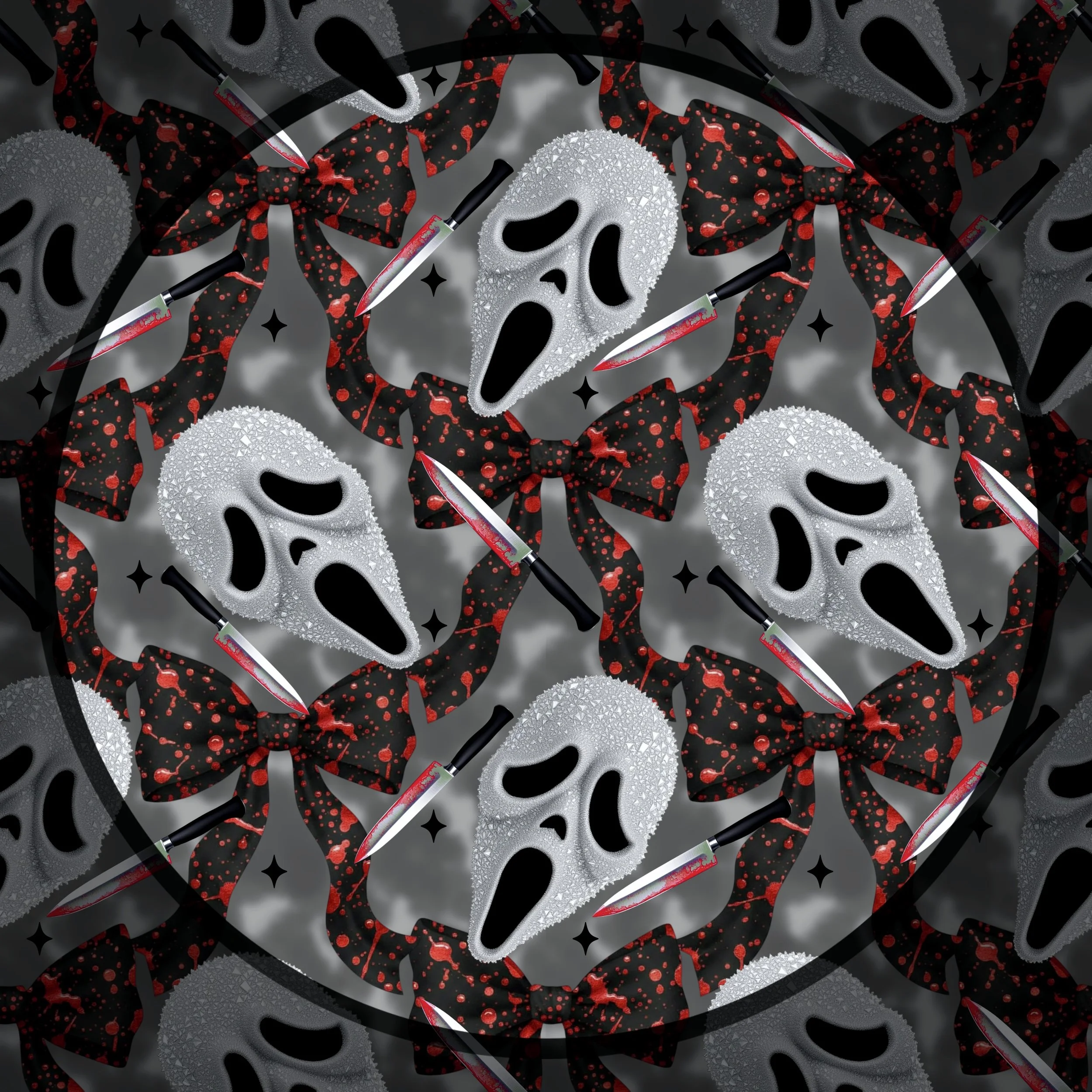 Crystal Ghostface n Bows (gray ombre color way)