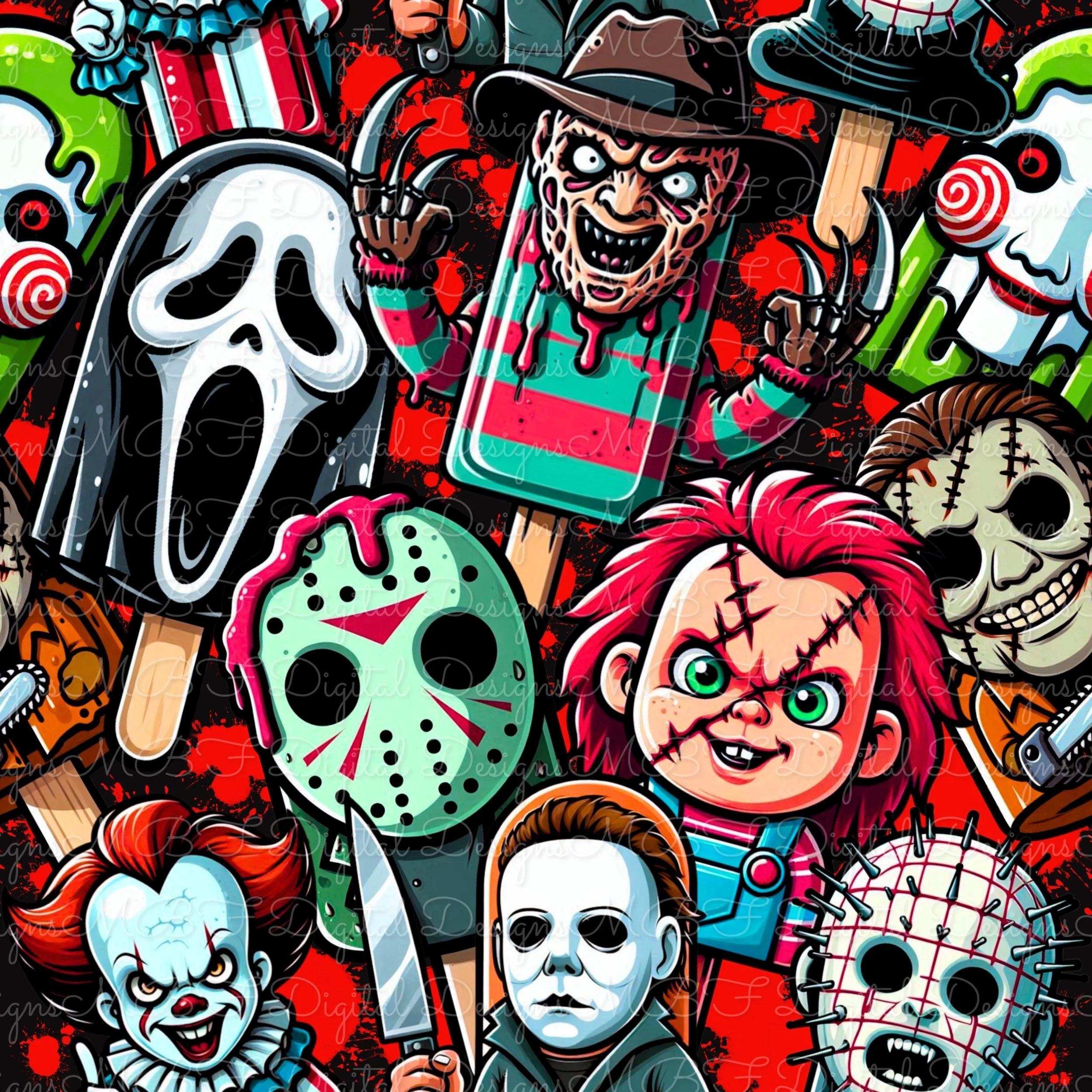 Horror Pops (blood splatter black color way)