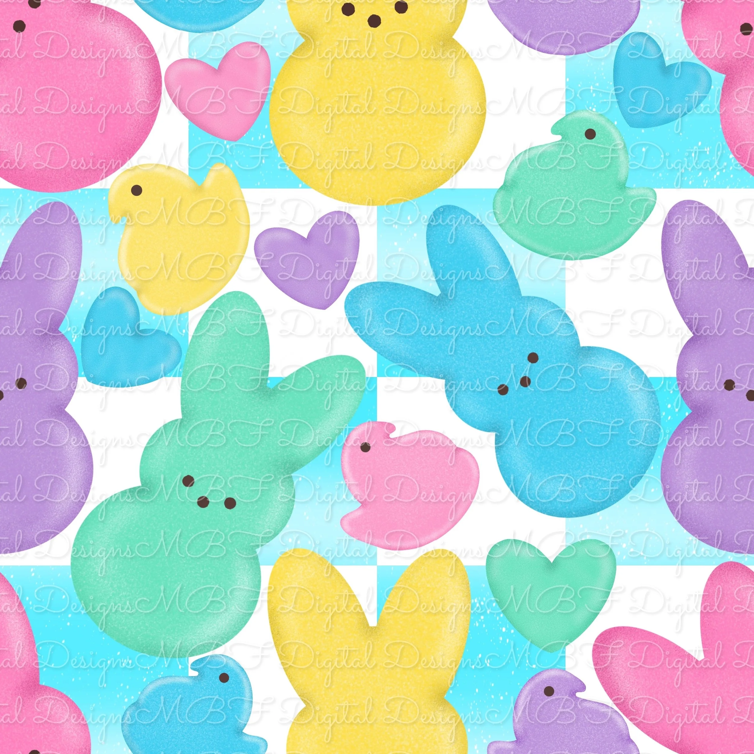 Perfectly Peeps (sky blue watercolor checked color way)
