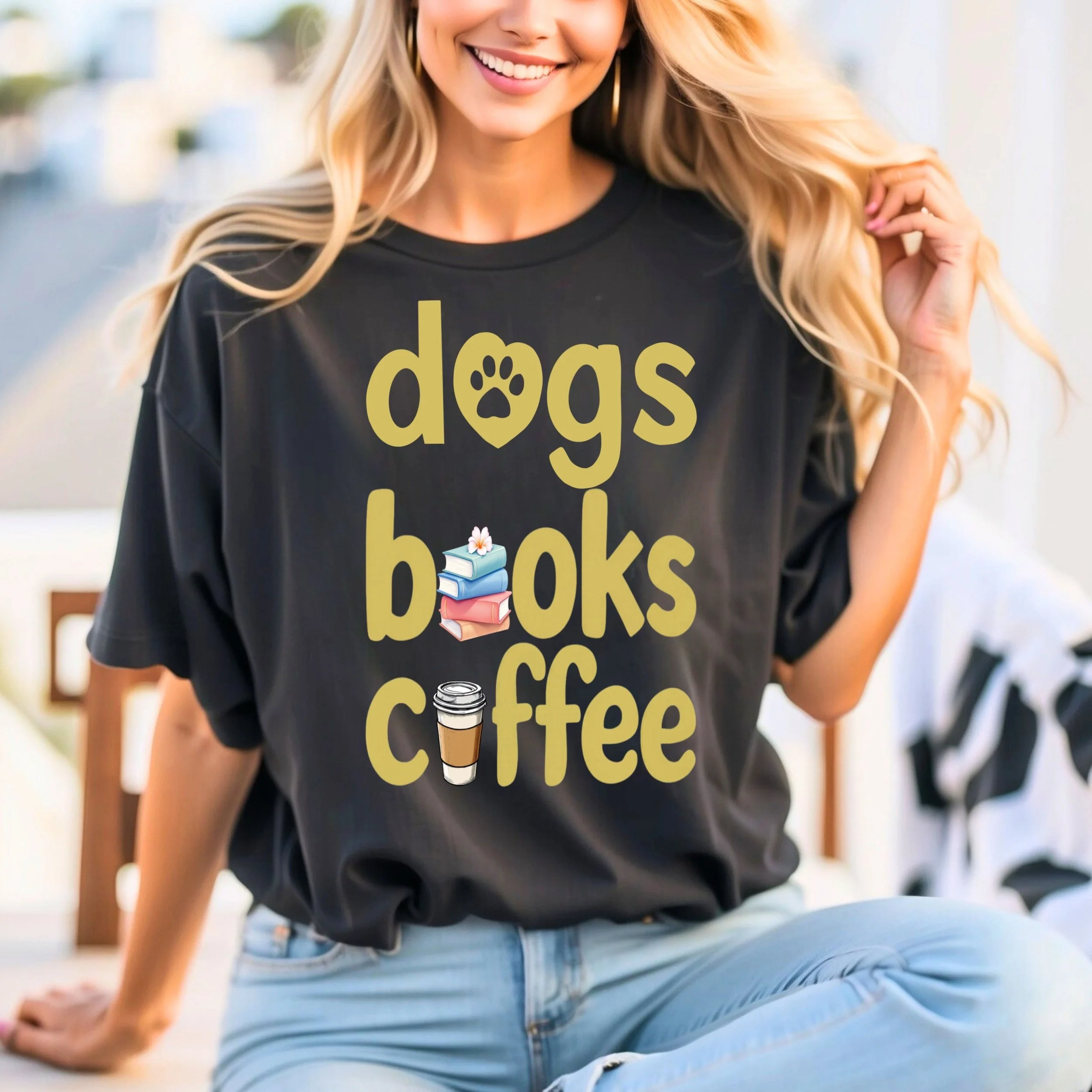 Dogs books coffee