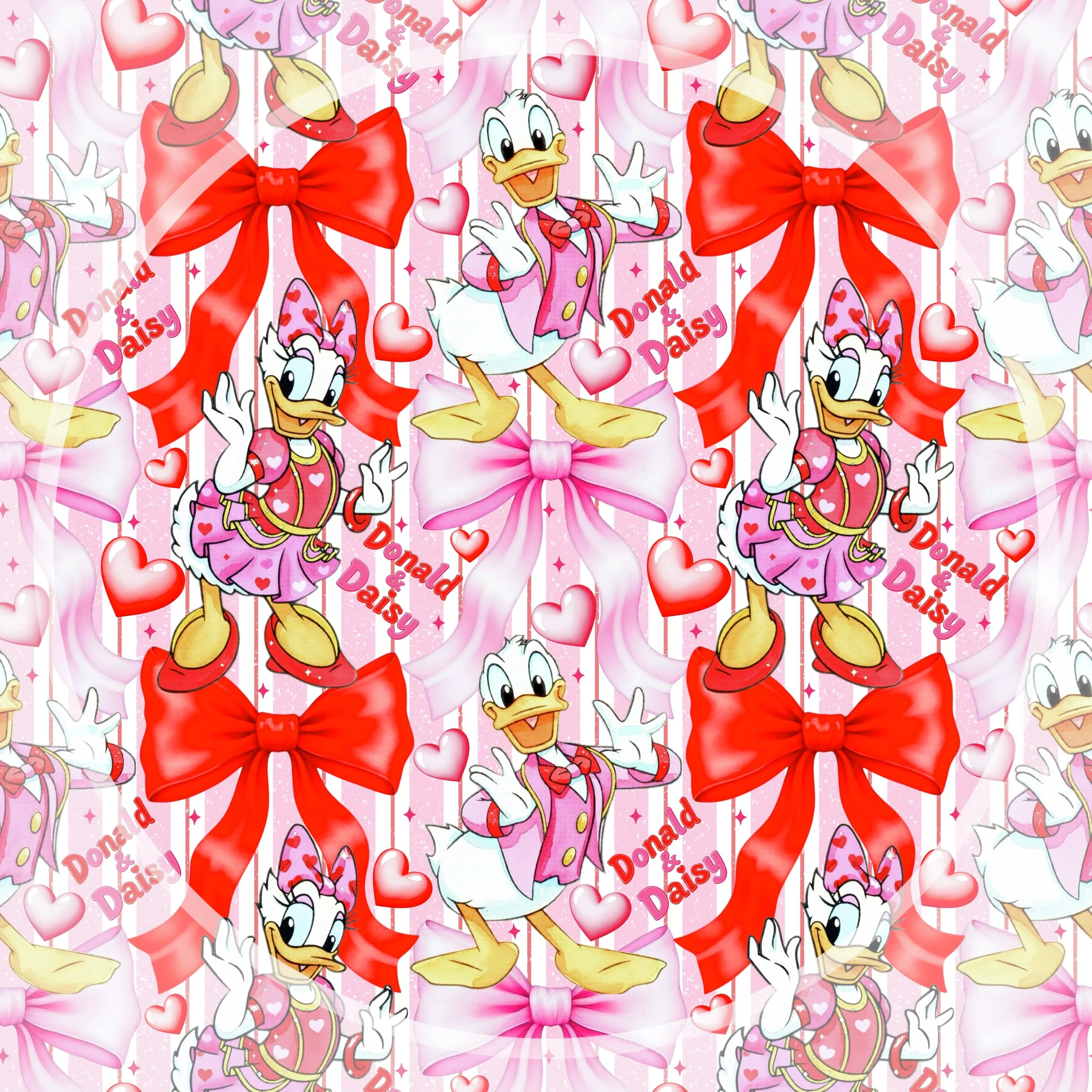 Donald and Daisy Valentines Bows (striped color way)
