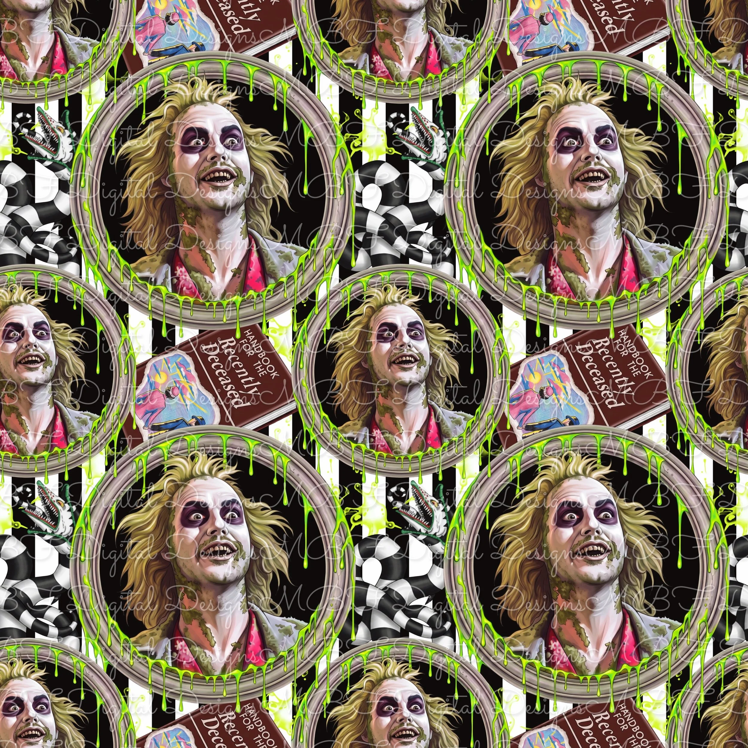 Framed Beetlejuice (black and white striped color way)