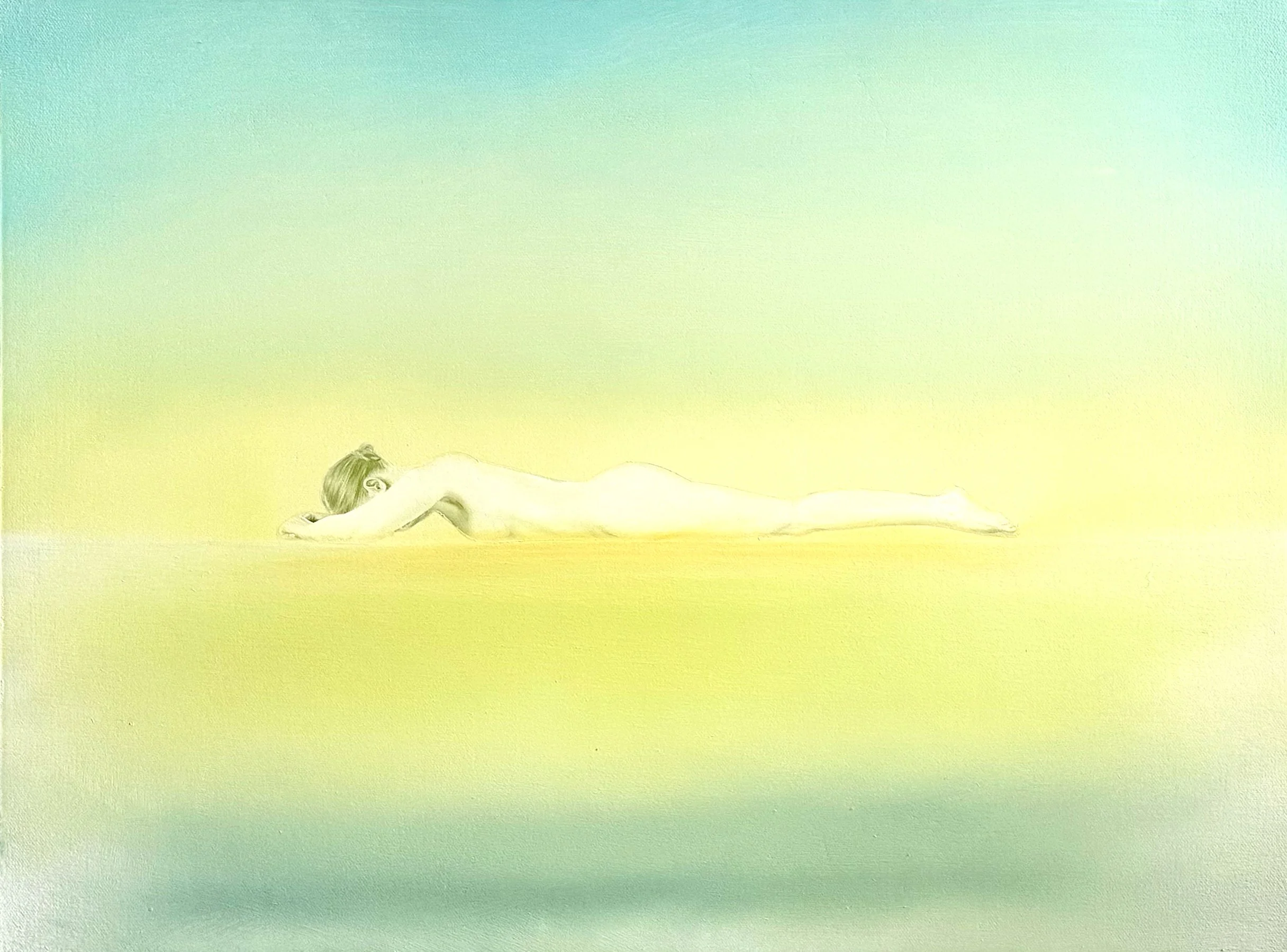 Bright Green Lake. Oil on canvas 610 x 457 mm
