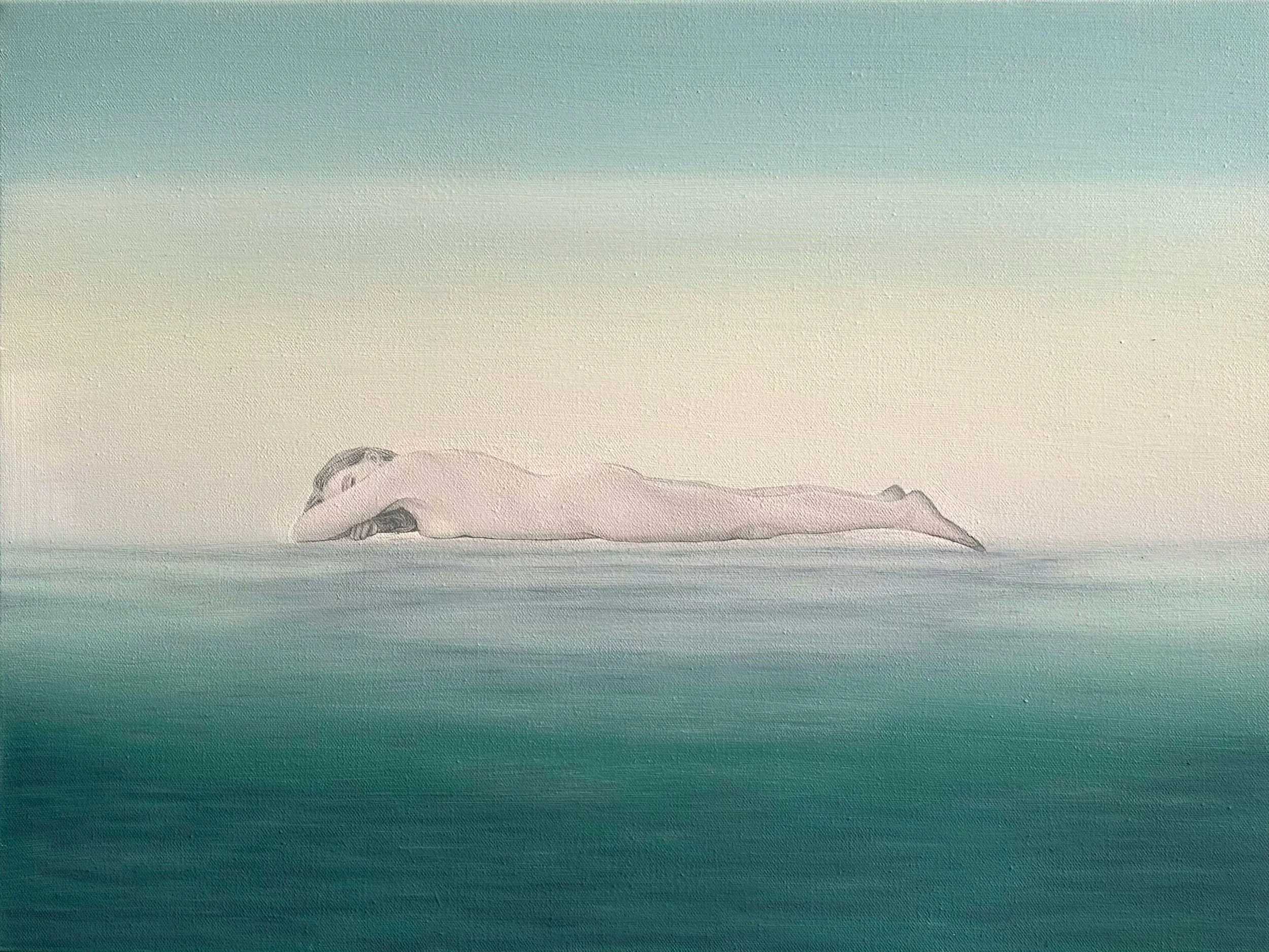 Figure on Emerald Sea. Oil on canvas 610 x 457 mm