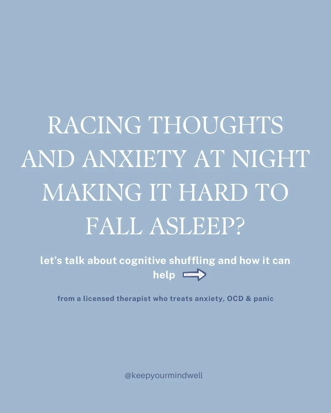 so often clients will say they&rsquo;re anxious, have racing thoughts, or feel like their brain is just too crowded at night while trying to sleep.

most people fall into the trap of trying to make their brain as quiet as possible so they can drift o