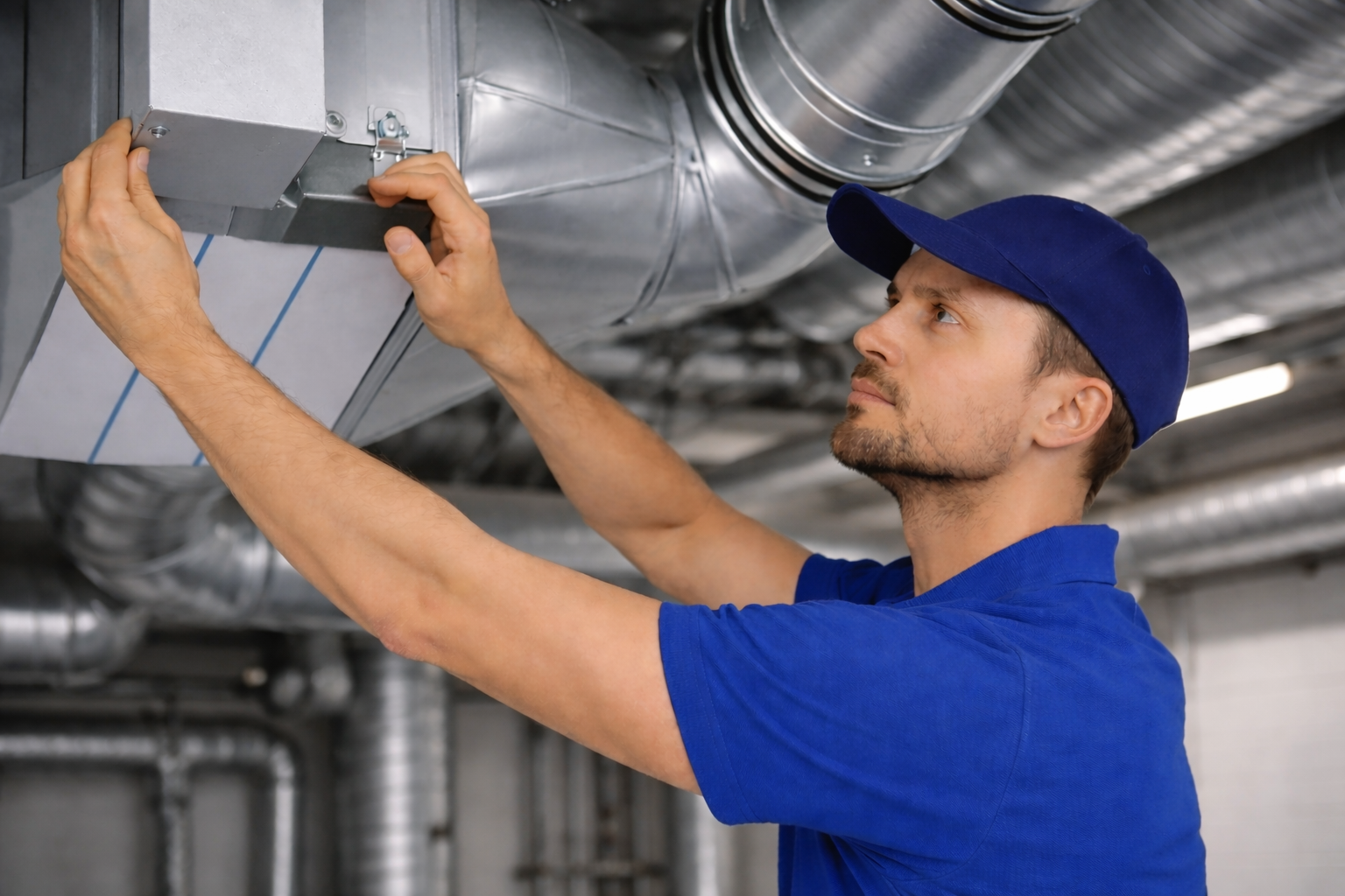 Technician Working on HVAC