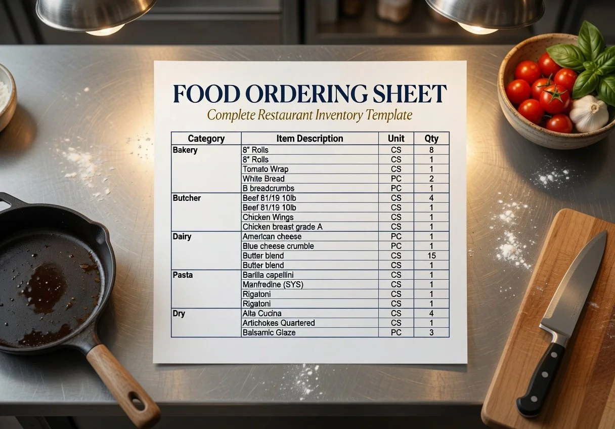 Restaurant Food Inventory Spreadsheet