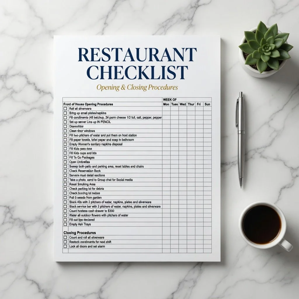 Restaurant Opening and Closing Checklist Spreadsheet