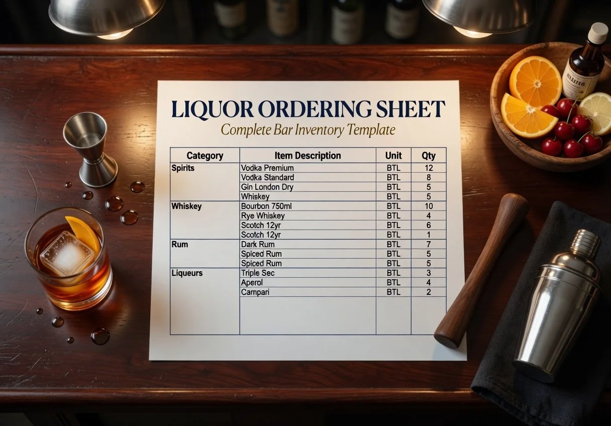 Restaurant Bar Inventory Spreadsheet