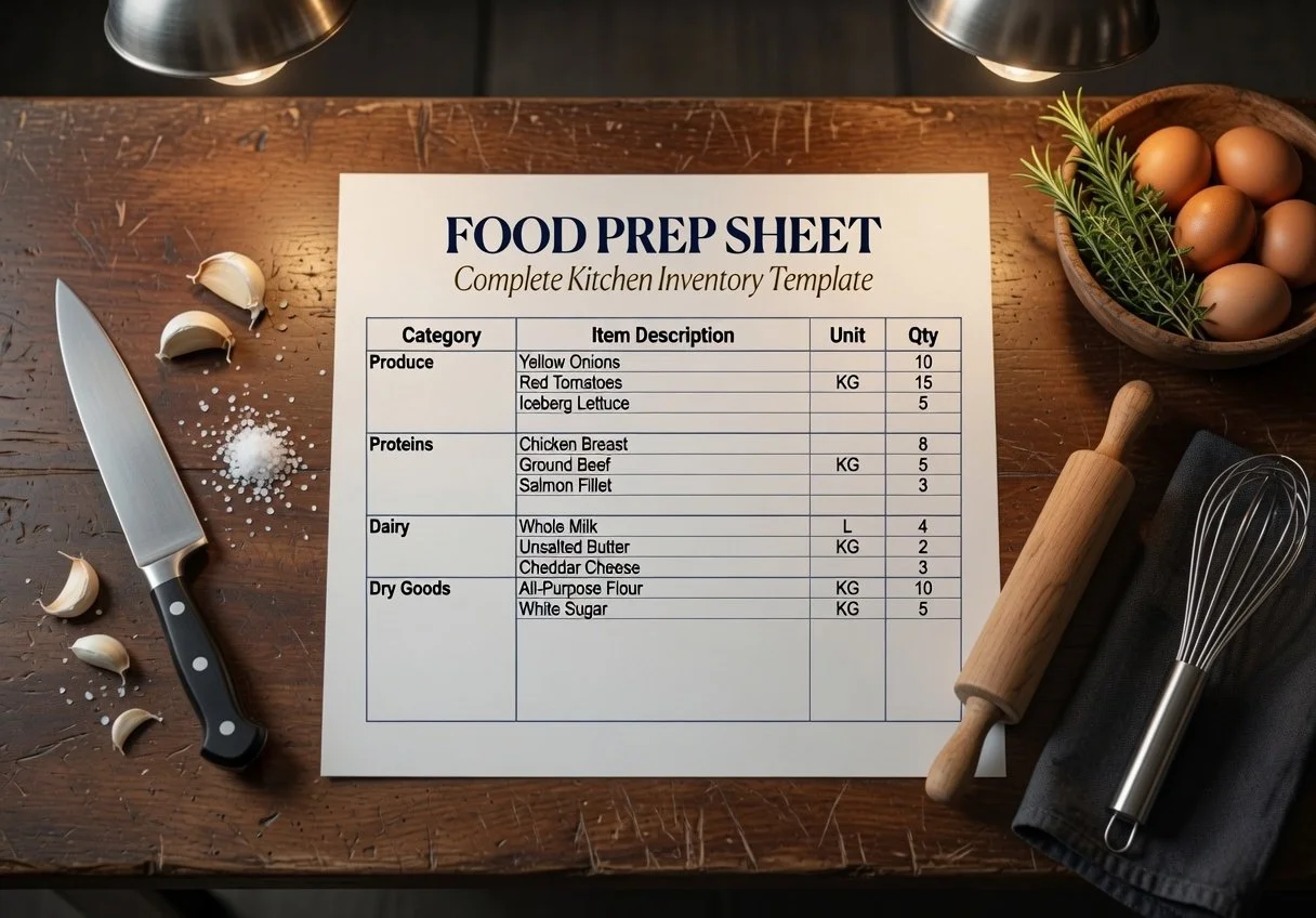 Restaurant Food Prep Checklist Spreadsheet