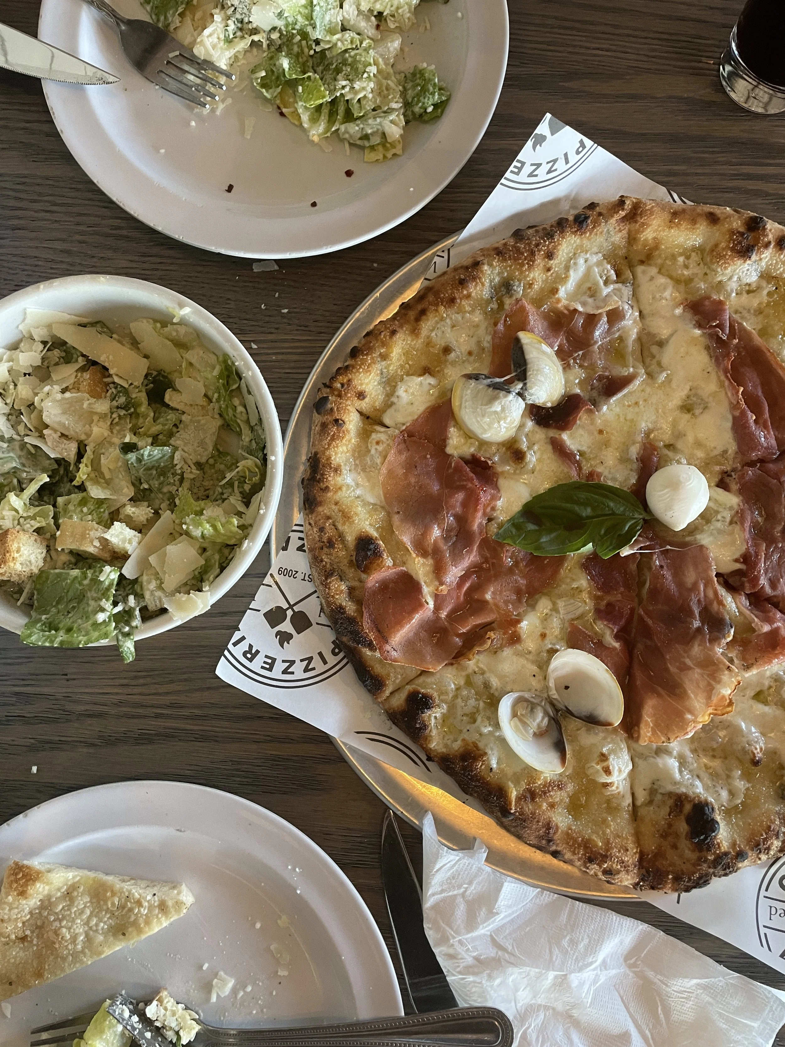 Marzanos Clam Pizza is made with real clams on it!